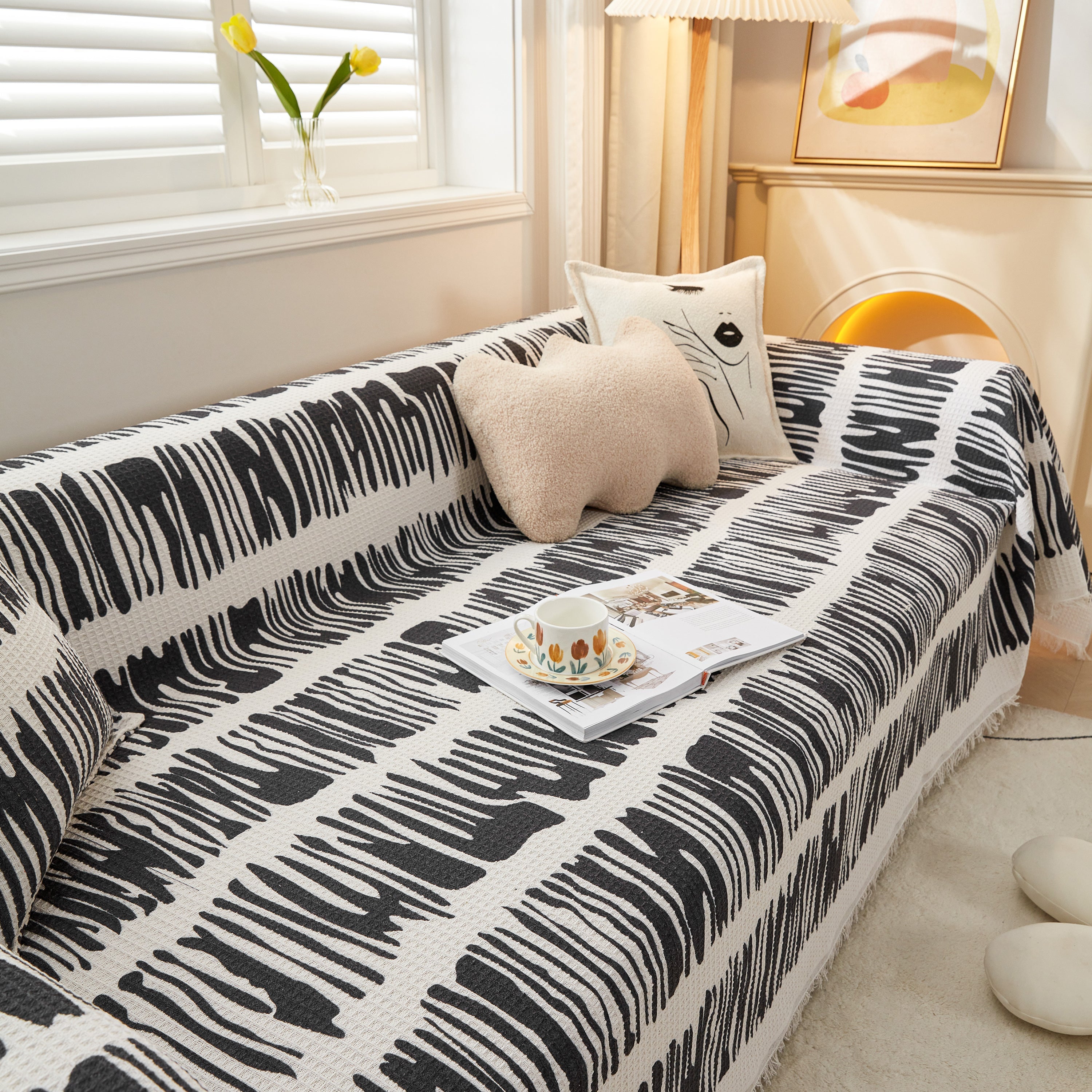 Couch Cover For Most Shape Sofas, Waffle Lattice Sofa Cover Throw, Washable Furniture Covers For Pets