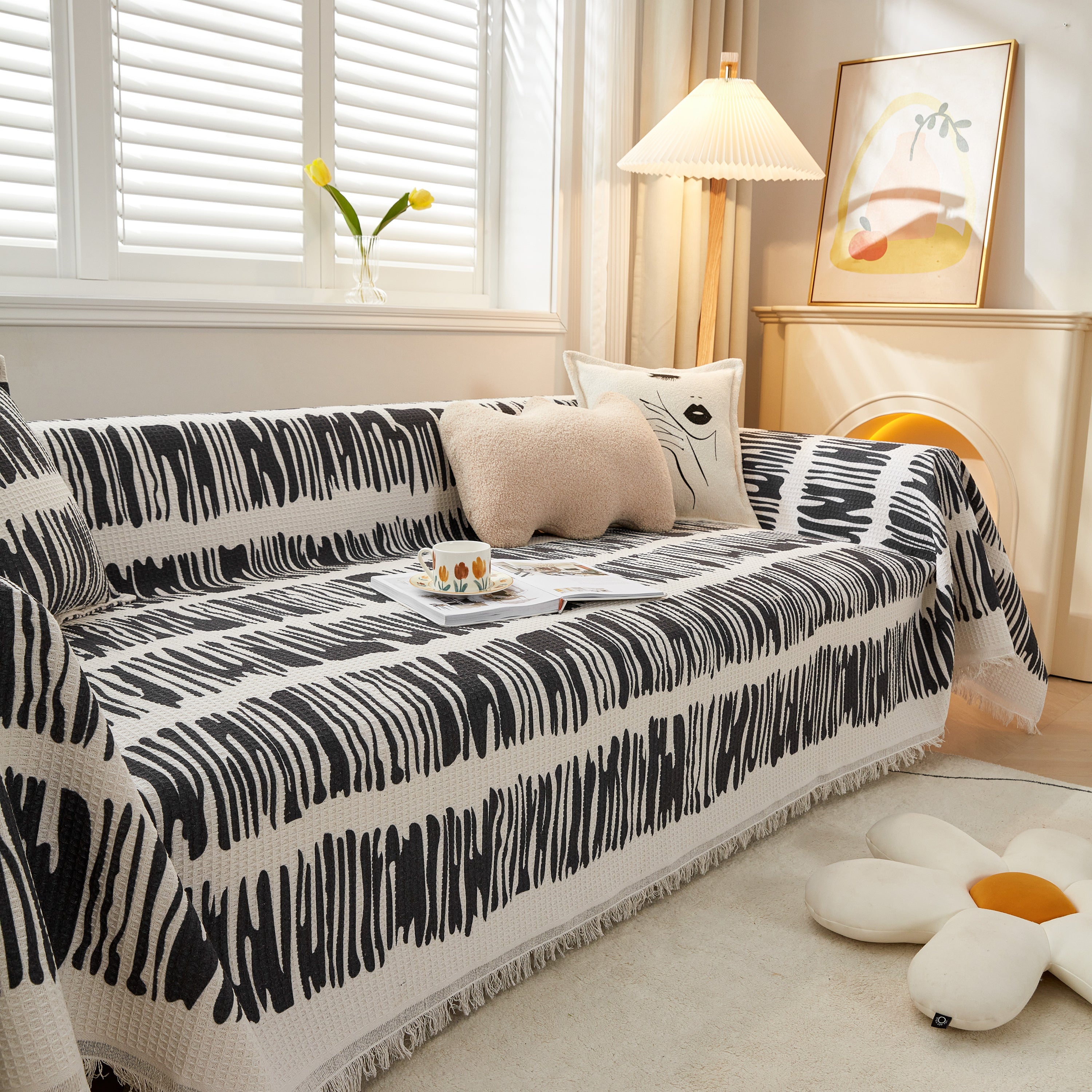 Couch Cover For Most Shape Sofas, Waffle Lattice Sofa Cover Throw, Washable Furniture Covers For Pets