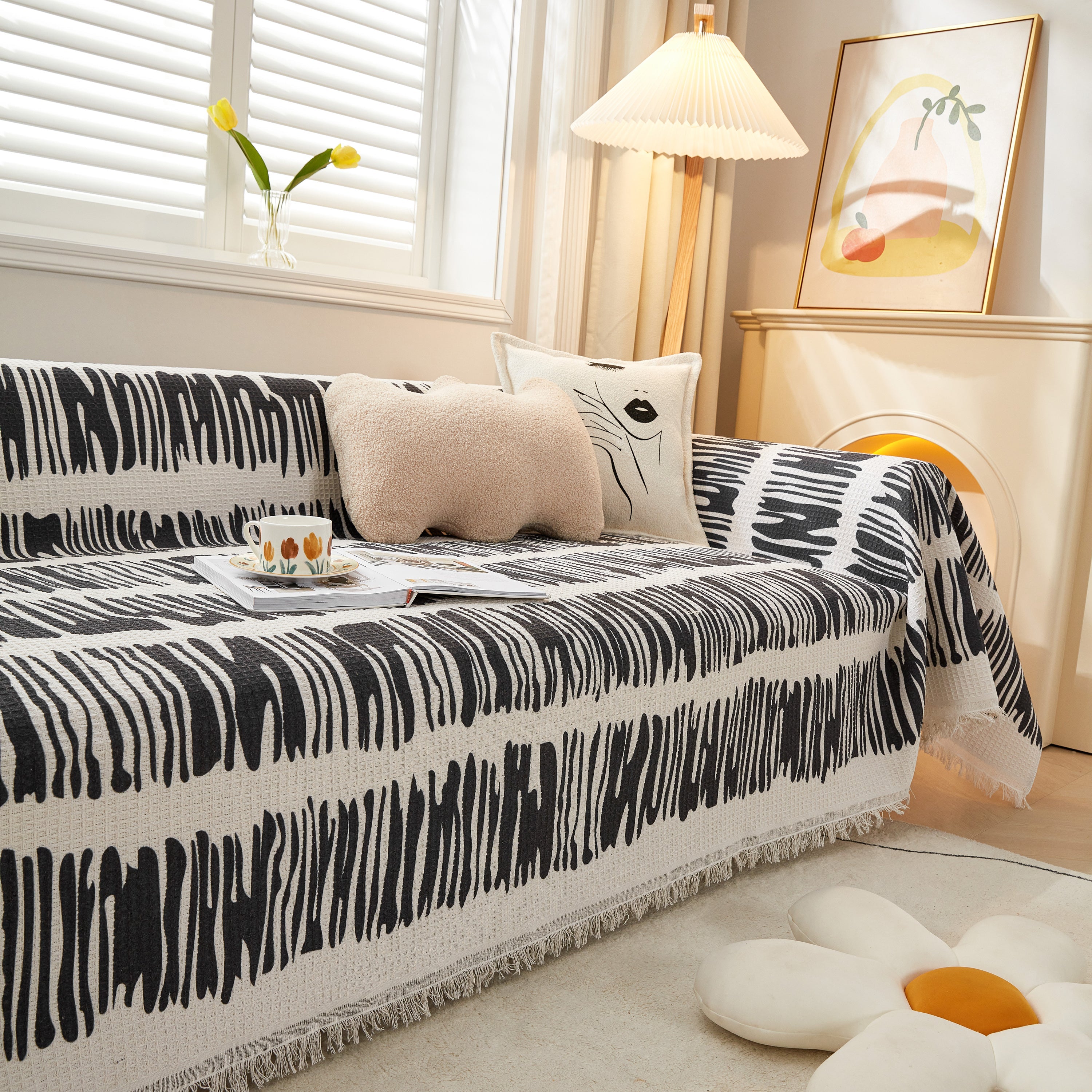 Couch Cover For Most Shape Sofas, Waffle Lattice Sofa Cover Throw, Washable Furniture Covers For Pets