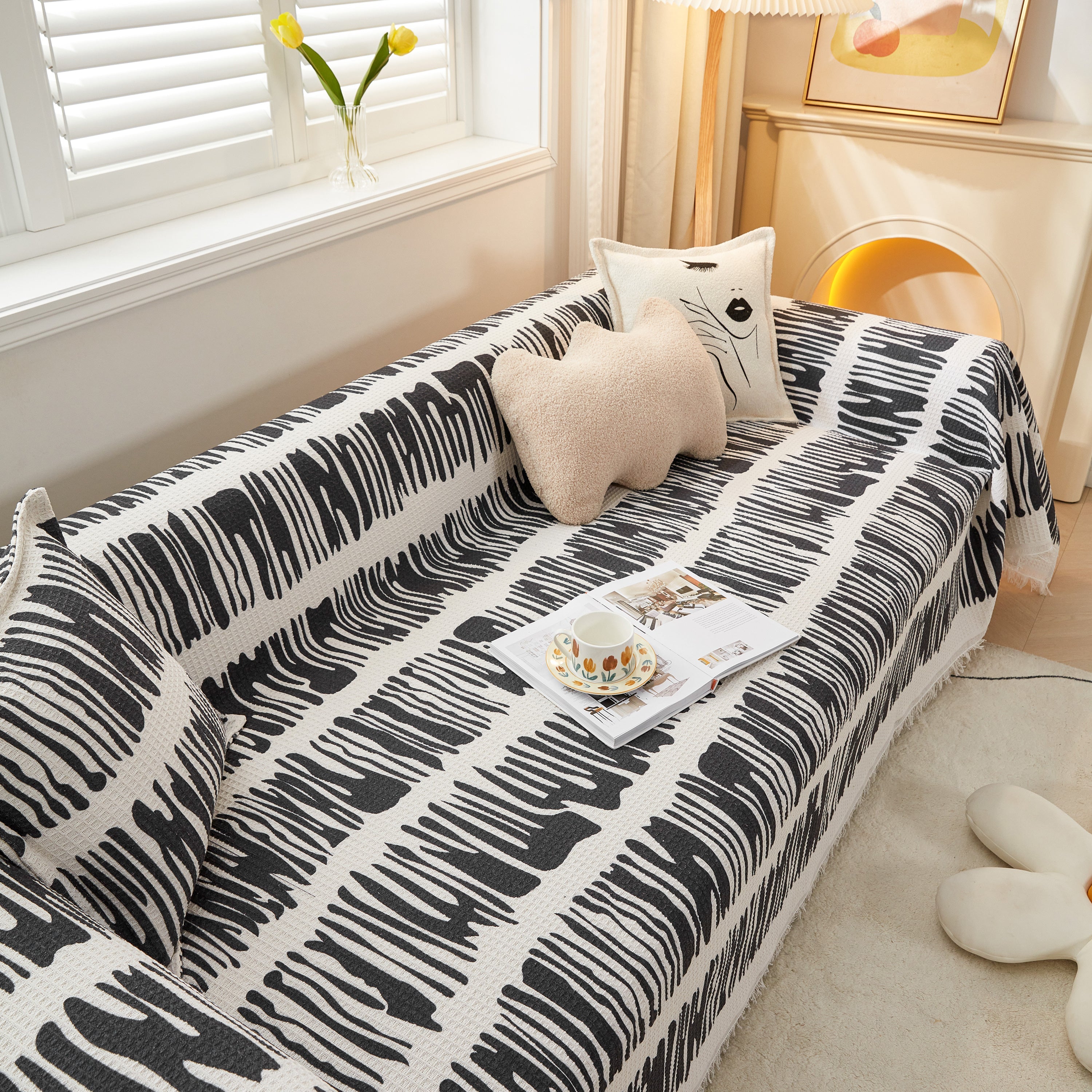 Couch Cover For Most Shape Sofas, Waffle Lattice Sofa Cover Throw, Washable Furniture Covers For Pets