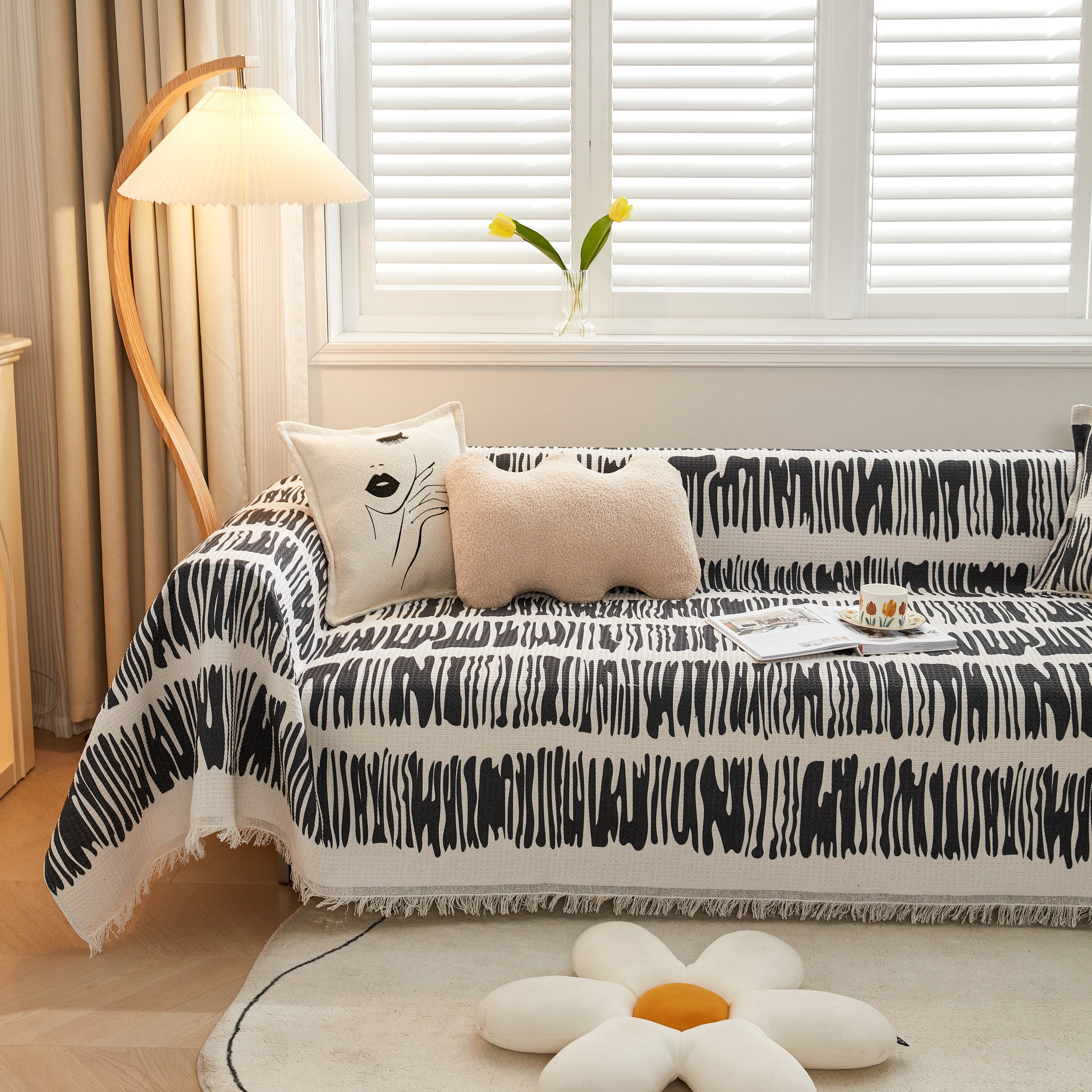 Couch Cover For Most Shape Sofas, Waffle Lattice Sofa Cover Throw, Washable Furniture Covers For Pets