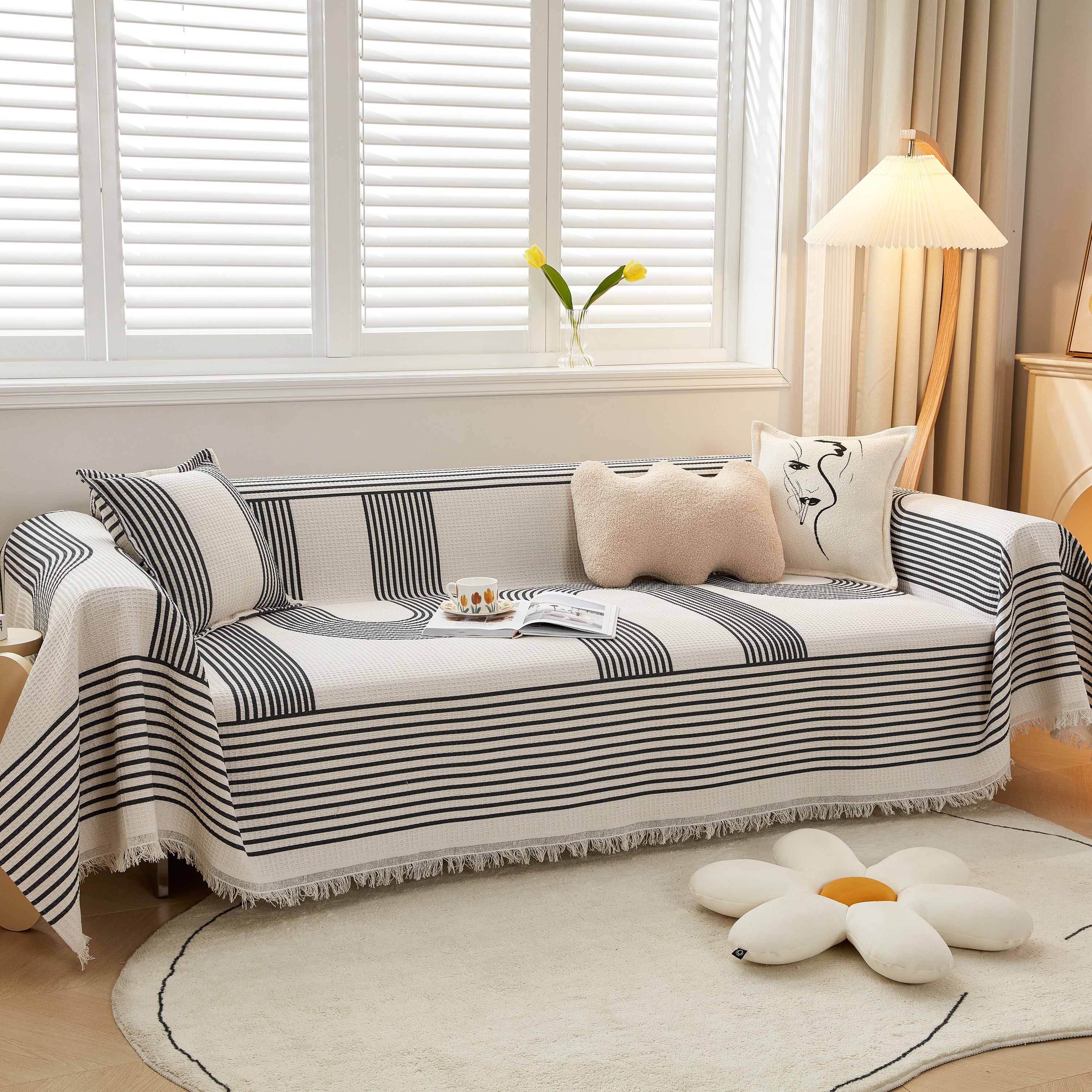 Couch Cover For Most Shape Sofas, Waffle Lattice Sofa Cover Throw, Washable Furniture Covers For Pets