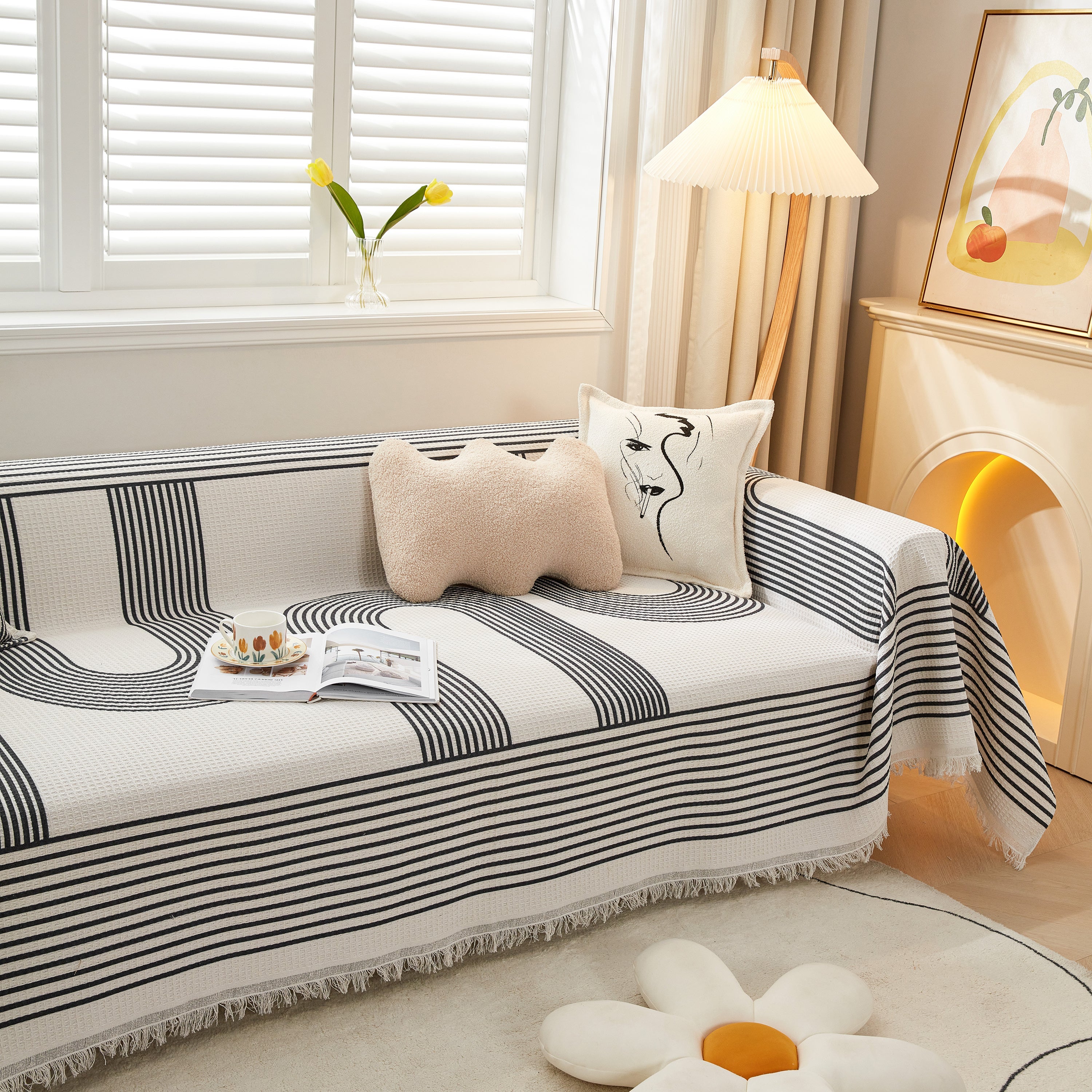 Couch Cover For Most Shape Sofas, Waffle Lattice Sofa Cover Throw, Washable Furniture Covers For Pets