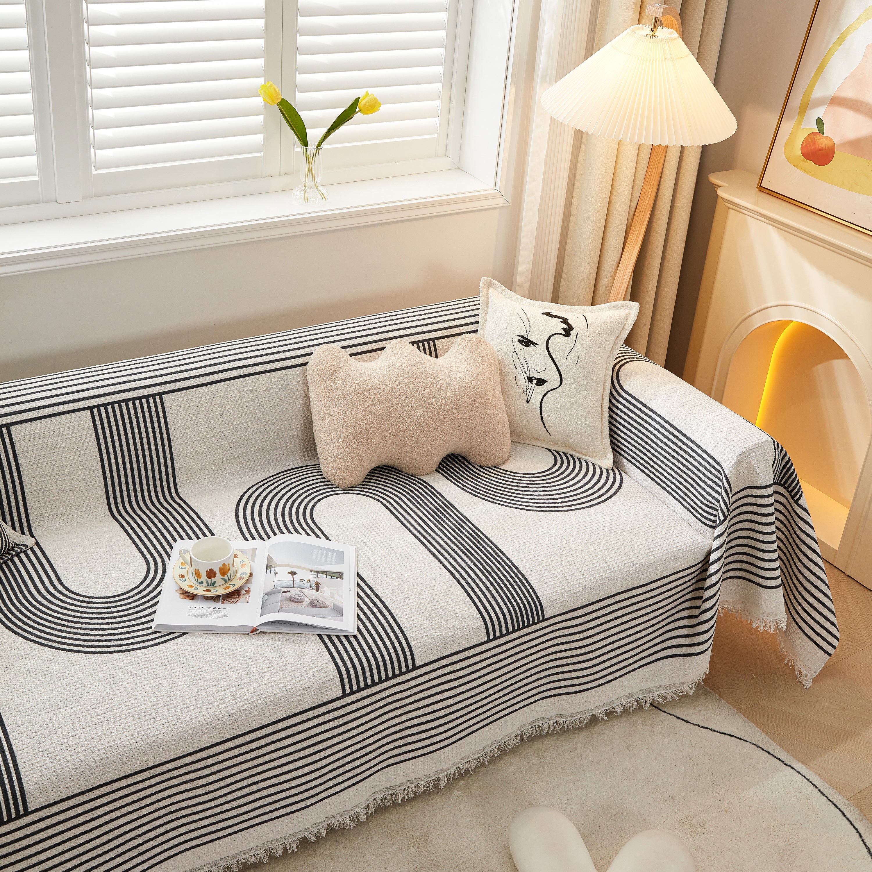 Couch Cover For Most Shape Sofas, Waffle Lattice Sofa Cover Throw, Washable Furniture Covers For Pets