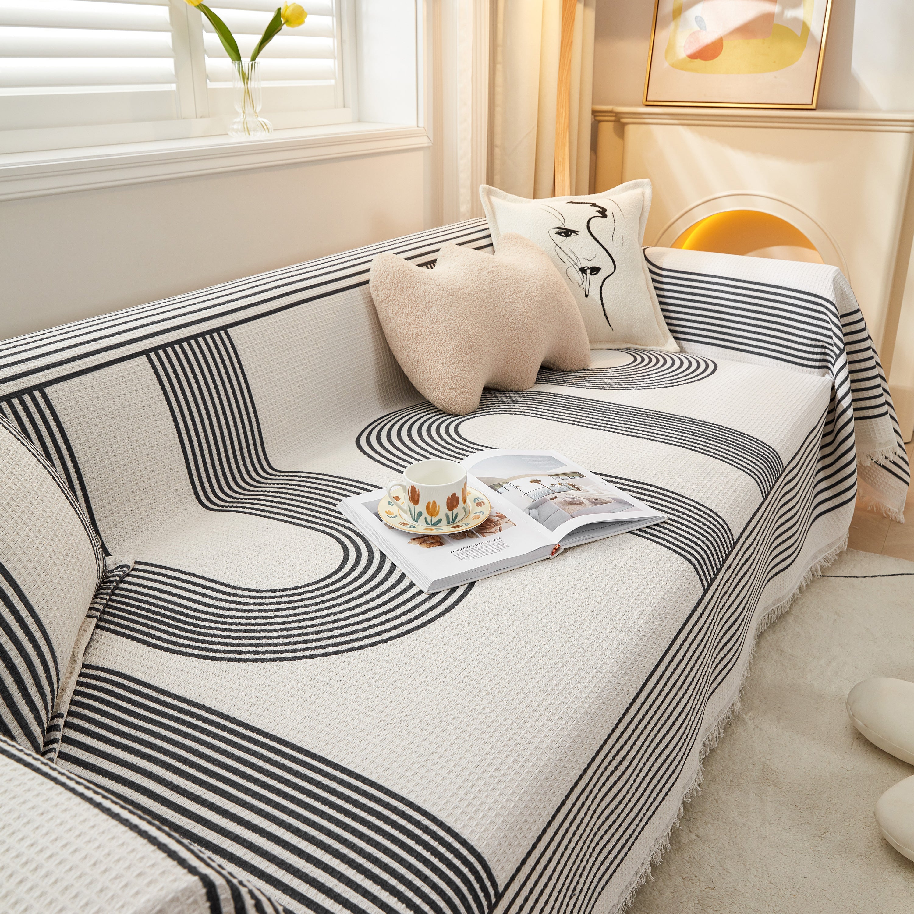 Couch Cover For Most Shape Sofas, Waffle Lattice Sofa Cover Throw, Washable Furniture Covers For Pets