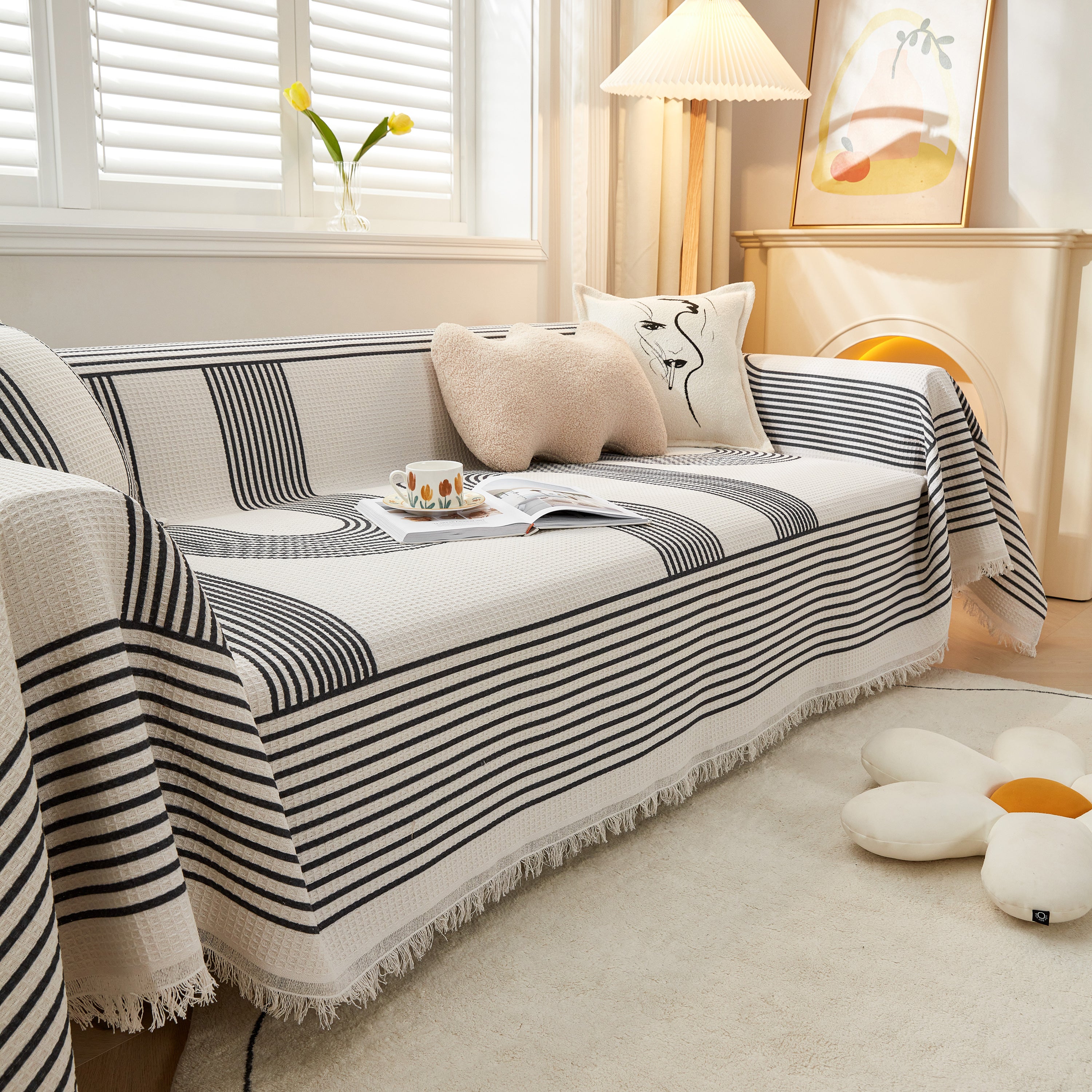 Couch Cover For Most Shape Sofas, Waffle Lattice Sofa Cover Throw, Washable Furniture Covers For Pets