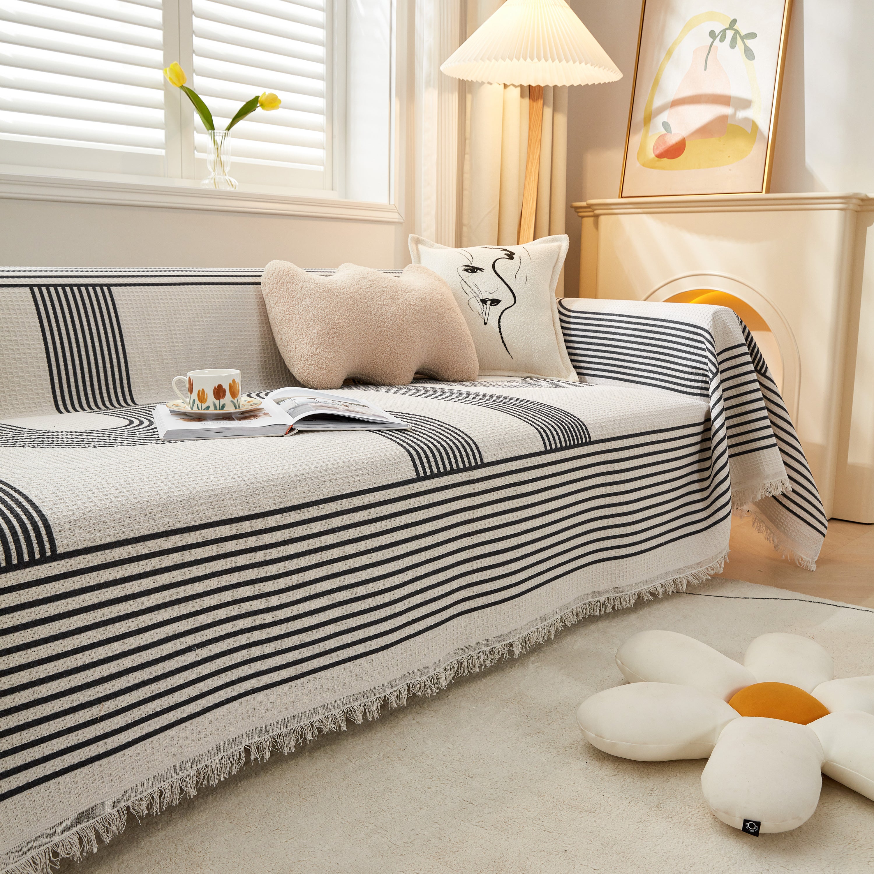 Couch Cover For Most Shape Sofas, Waffle Lattice Sofa Cover Throw, Washable Furniture Covers For Pets