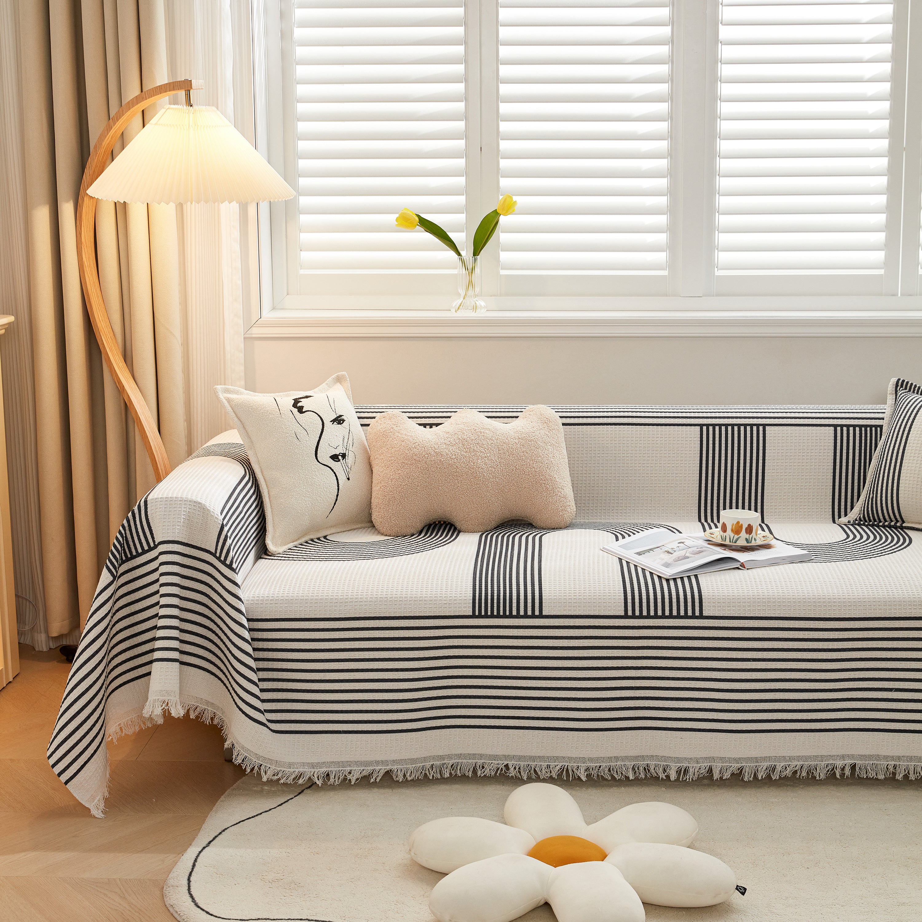 Couch Cover For Most Shape Sofas, Waffle Lattice Sofa Cover Throw, Washable Furniture Covers For Pets