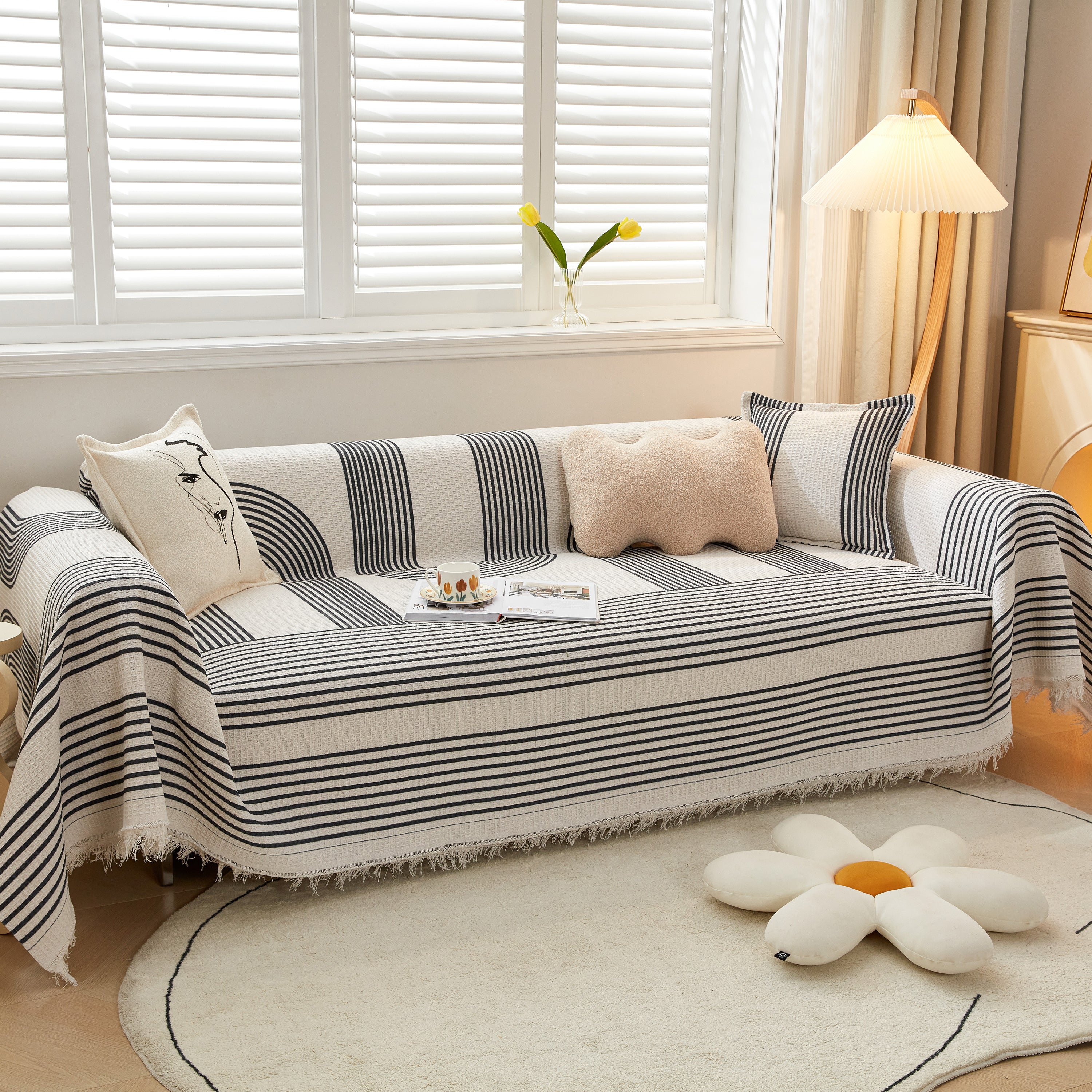 Couch Cover For Most Shape Sofas, Waffle Lattice Sofa Cover Throw, Washable Furniture Covers For Pets
