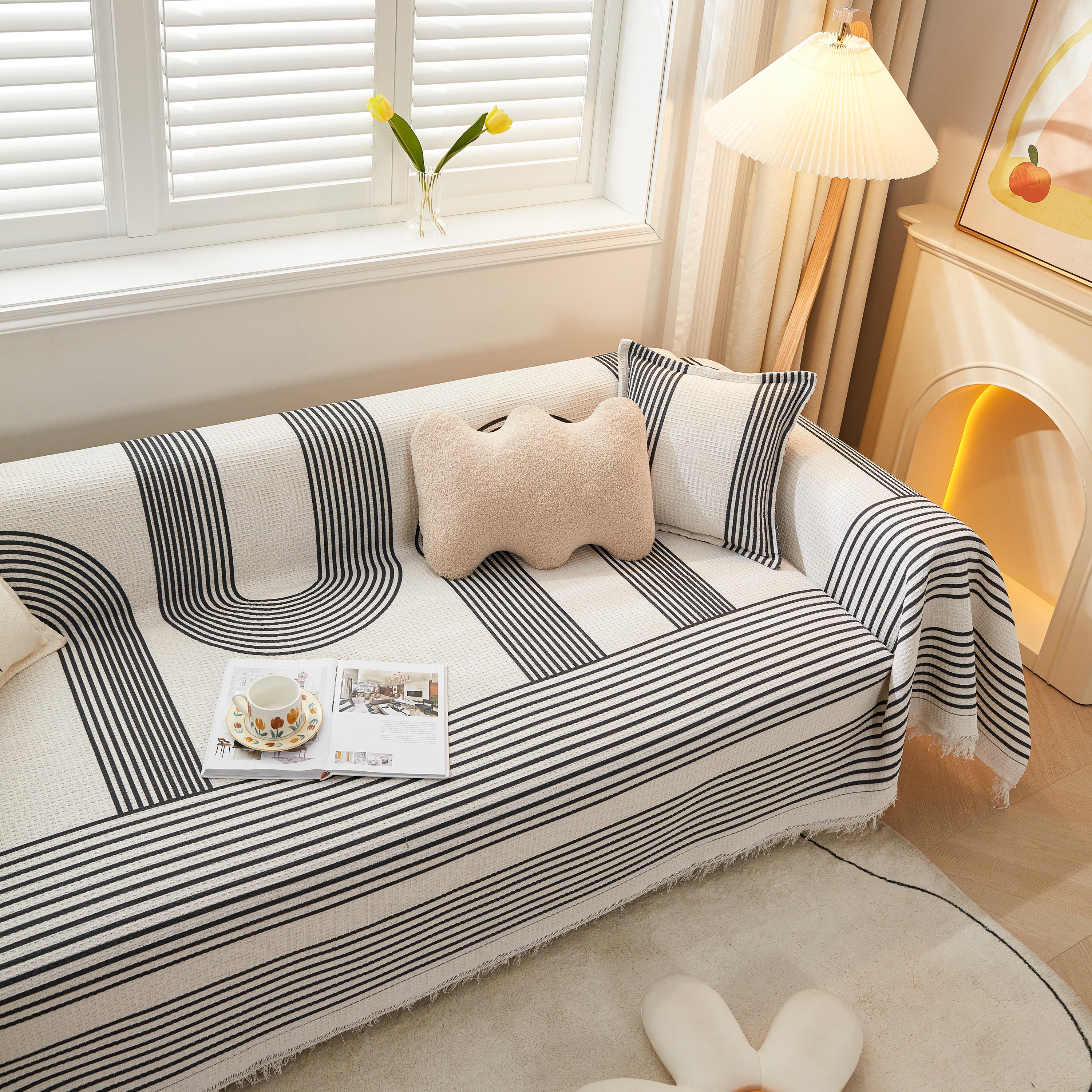 Couch Cover For Most Shape Sofas, Waffle Lattice Sofa Cover Throw, Washable Furniture Covers For Pets