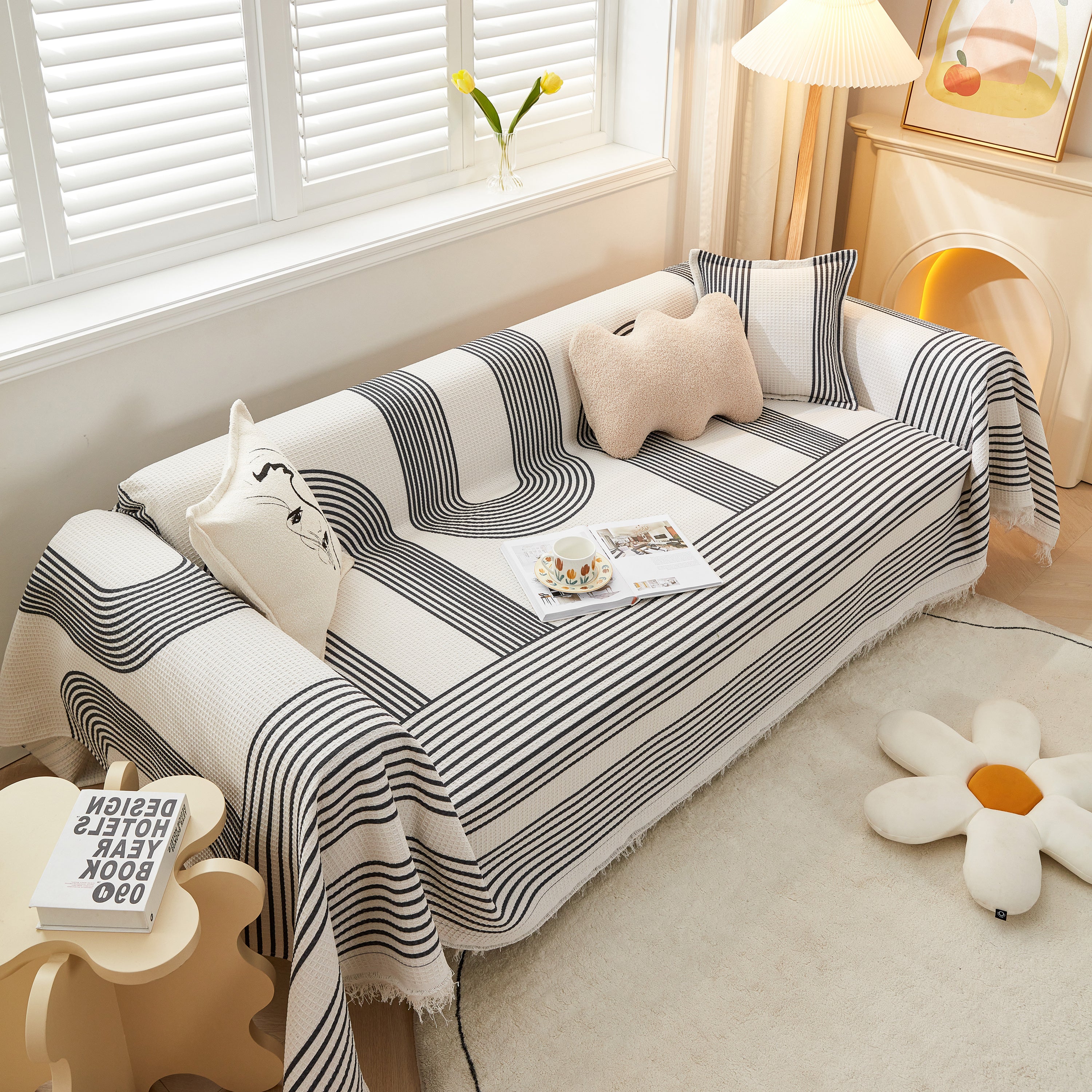 Couch Cover For Most Shape Sofas, Waffle Lattice Sofa Cover Throw, Washable Furniture Covers For Pets