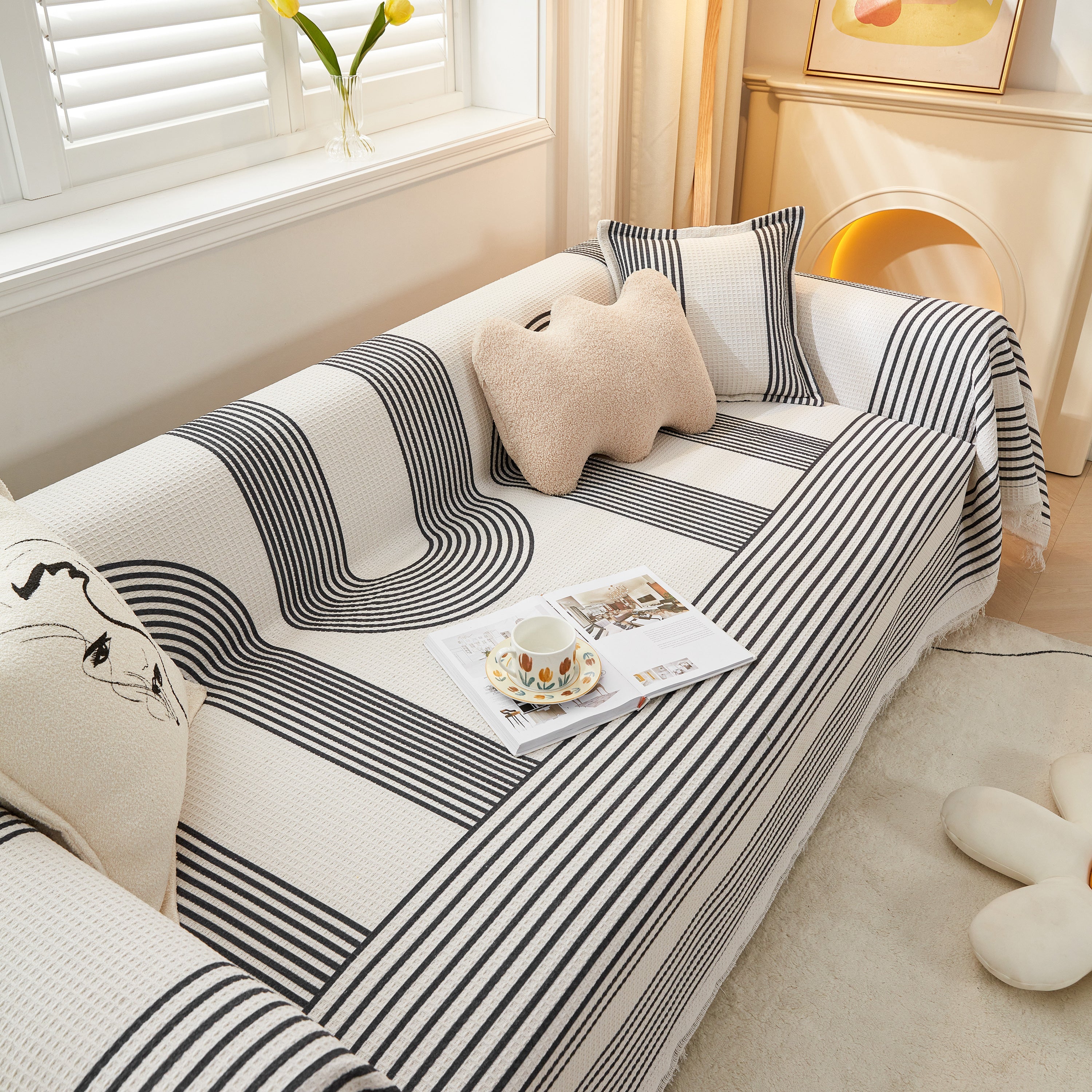 Couch Cover For Most Shape Sofas, Waffle Lattice Sofa Cover Throw, Washable Furniture Covers For Pets