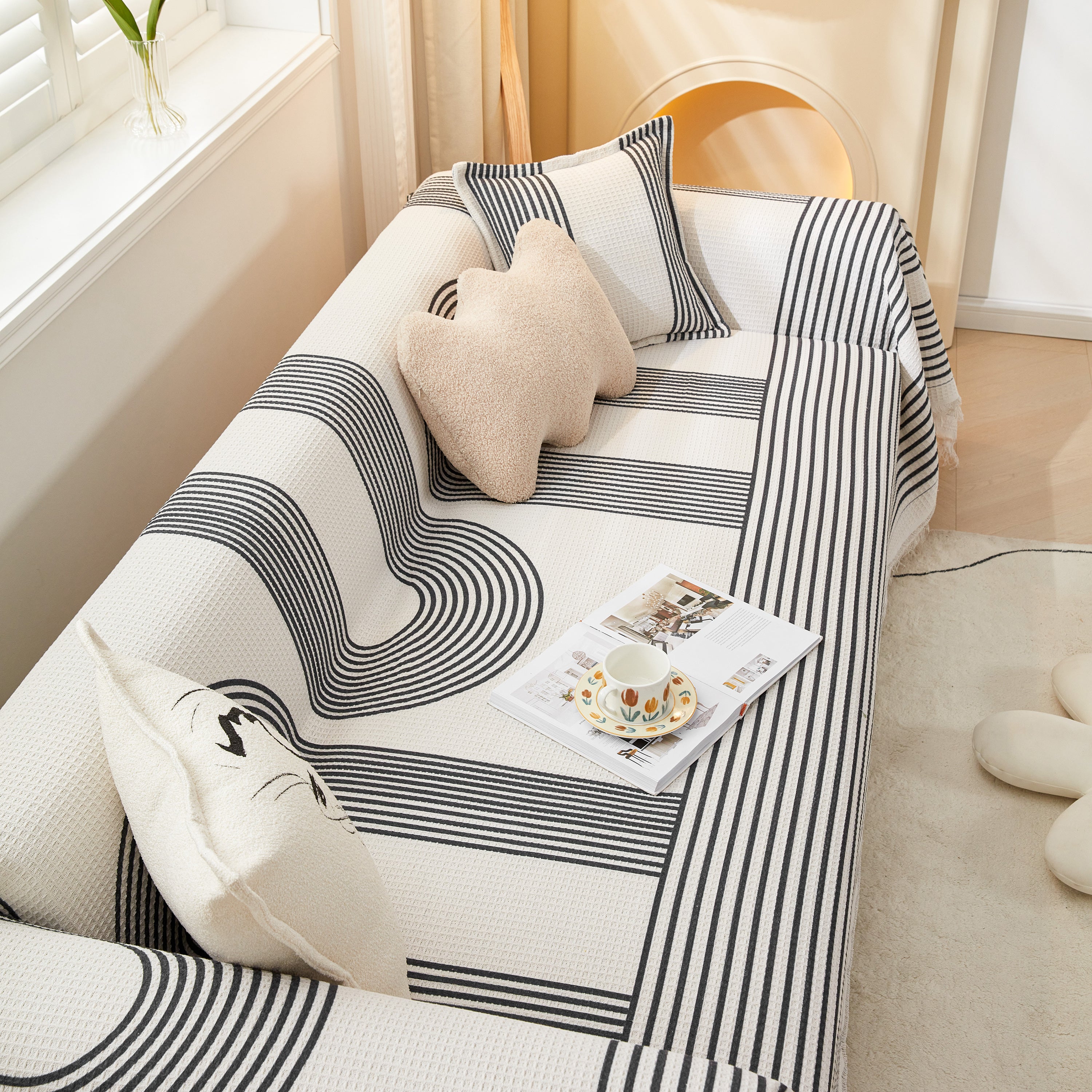 Couch Cover For Most Shape Sofas, Waffle Lattice Sofa Cover Throw, Washable Furniture Covers For Pets