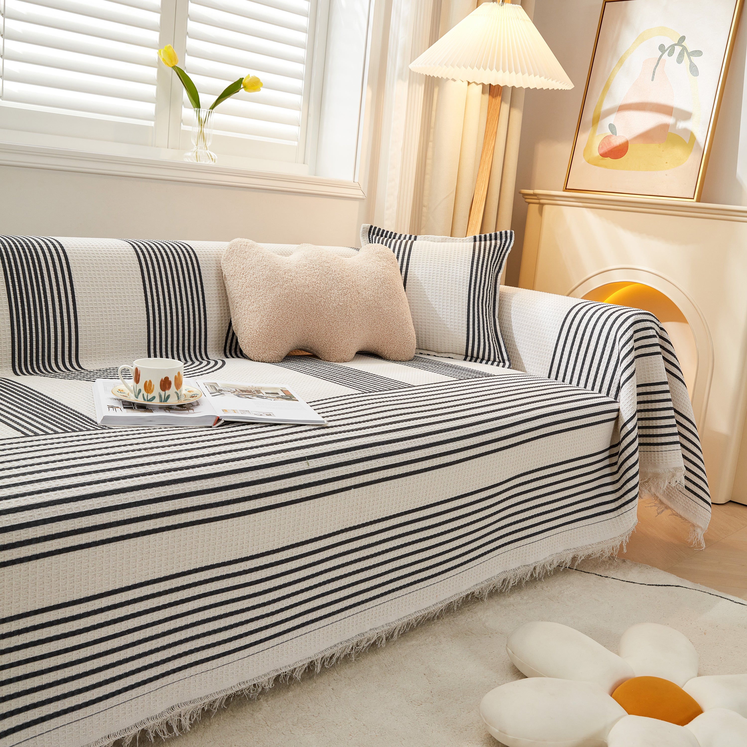 Couch Cover For Most Shape Sofas, Waffle Lattice Sofa Cover Throw, Washable Furniture Covers For Pets