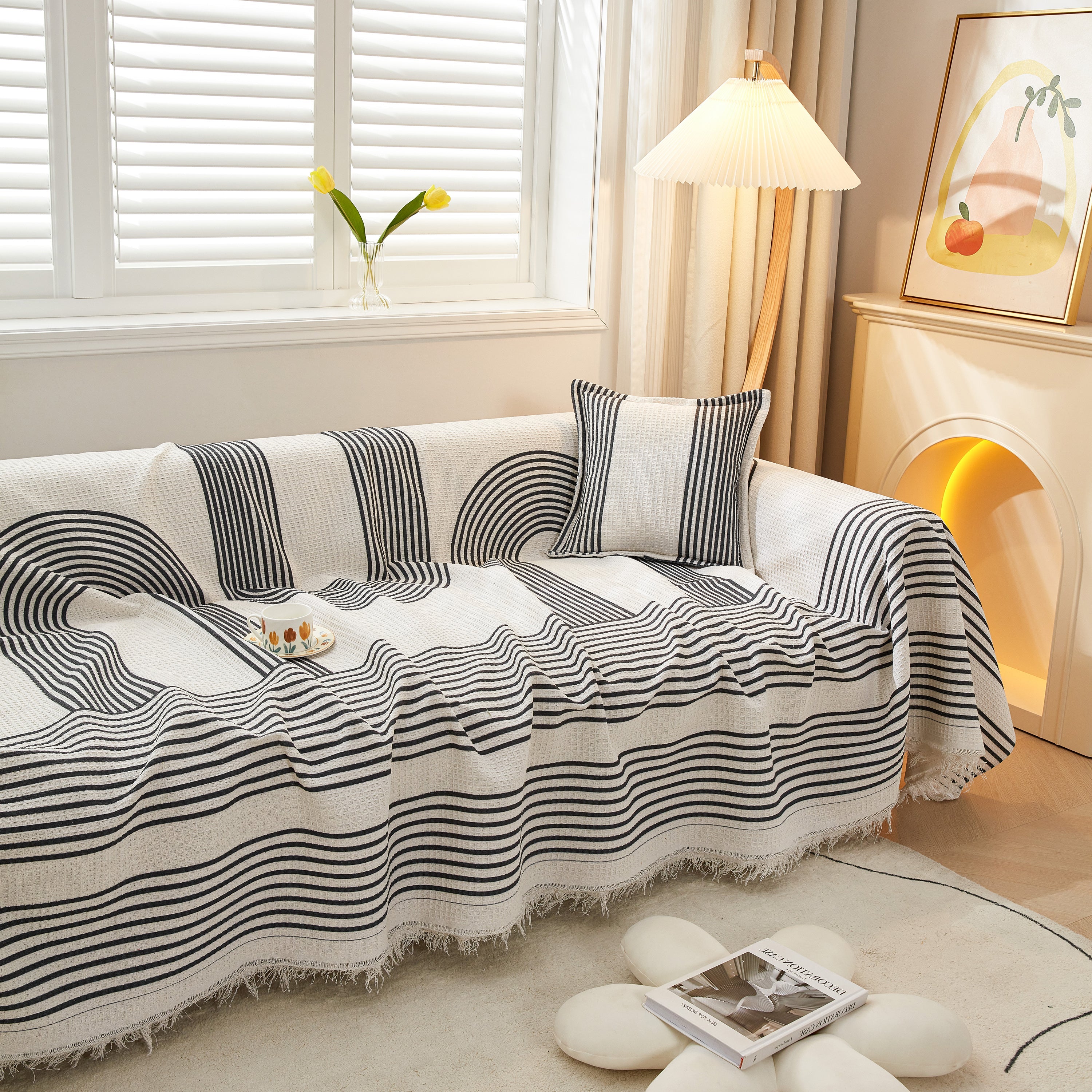 Couch Cover For Most Shape Sofas, Waffle Lattice Sofa Cover Throw, Washable Furniture Covers For Pets