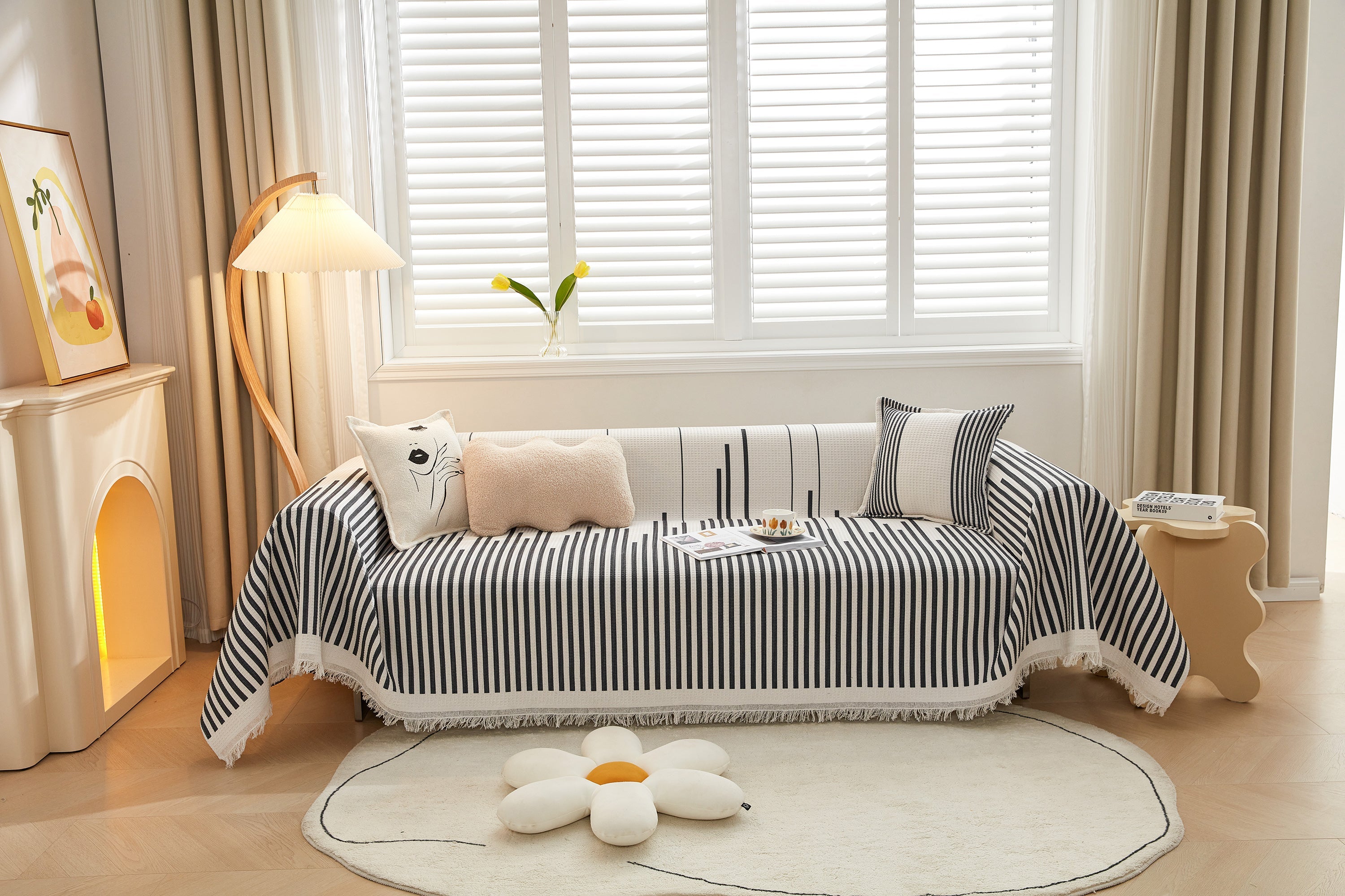 Couch Cover For Most Shape Sofas, Waffle Lattice Sofa Cover Throw, Washable Furniture Covers For Pets