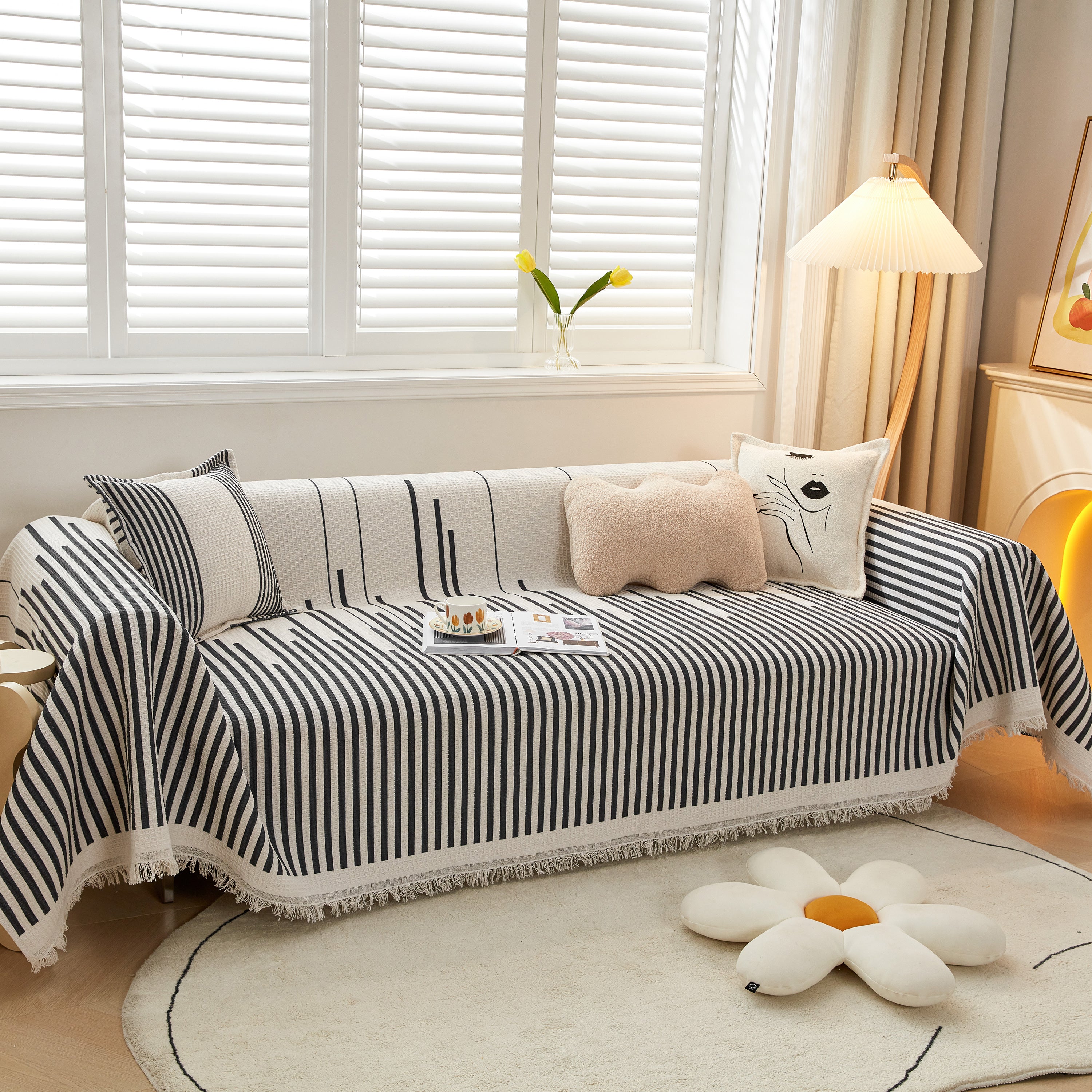 Couch Cover For Most Shape Sofas, Waffle Lattice Sofa Cover Throw, Washable Furniture Covers For Pets