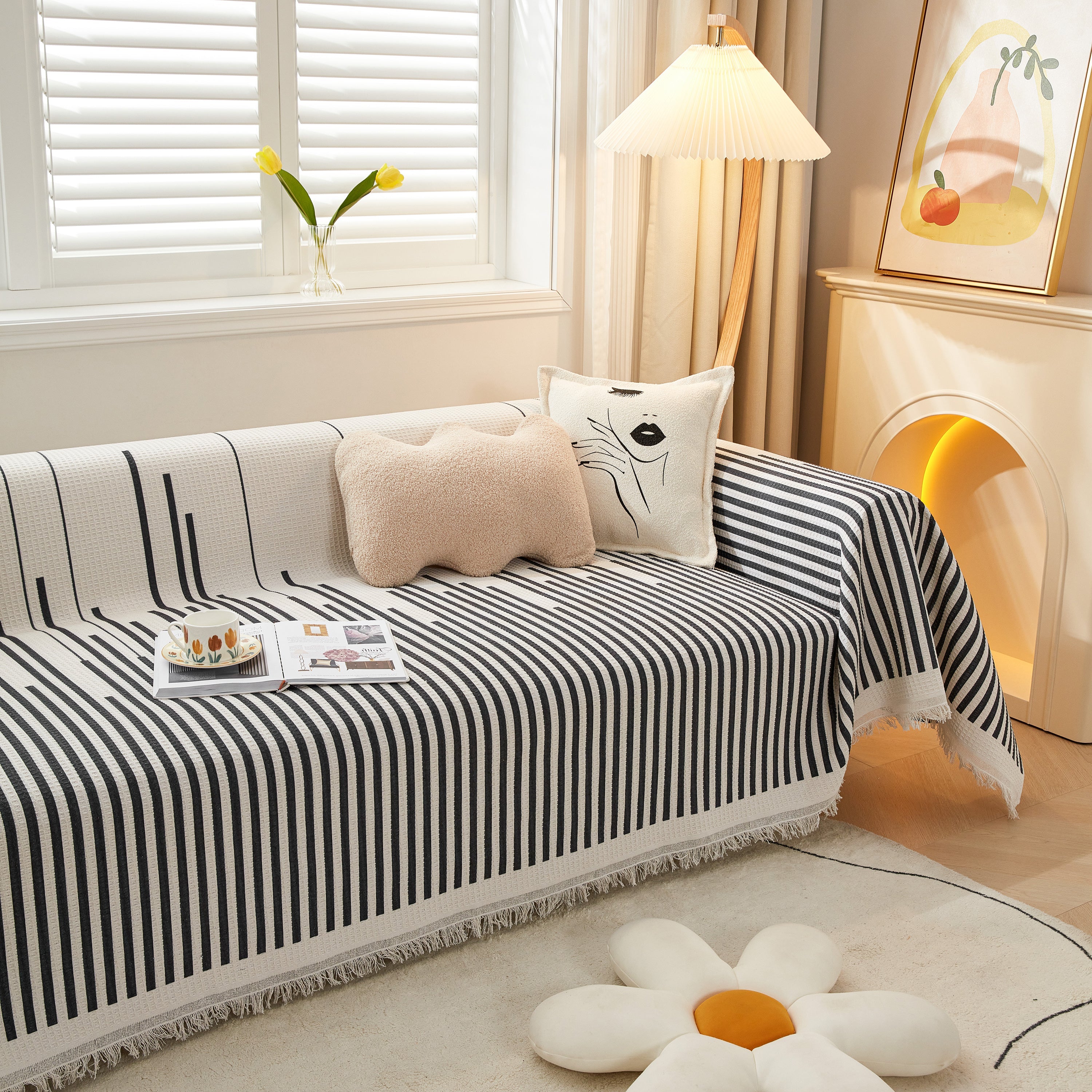 Couch Cover For Most Shape Sofas, Waffle Lattice Sofa Cover Throw, Washable Furniture Covers For Pets