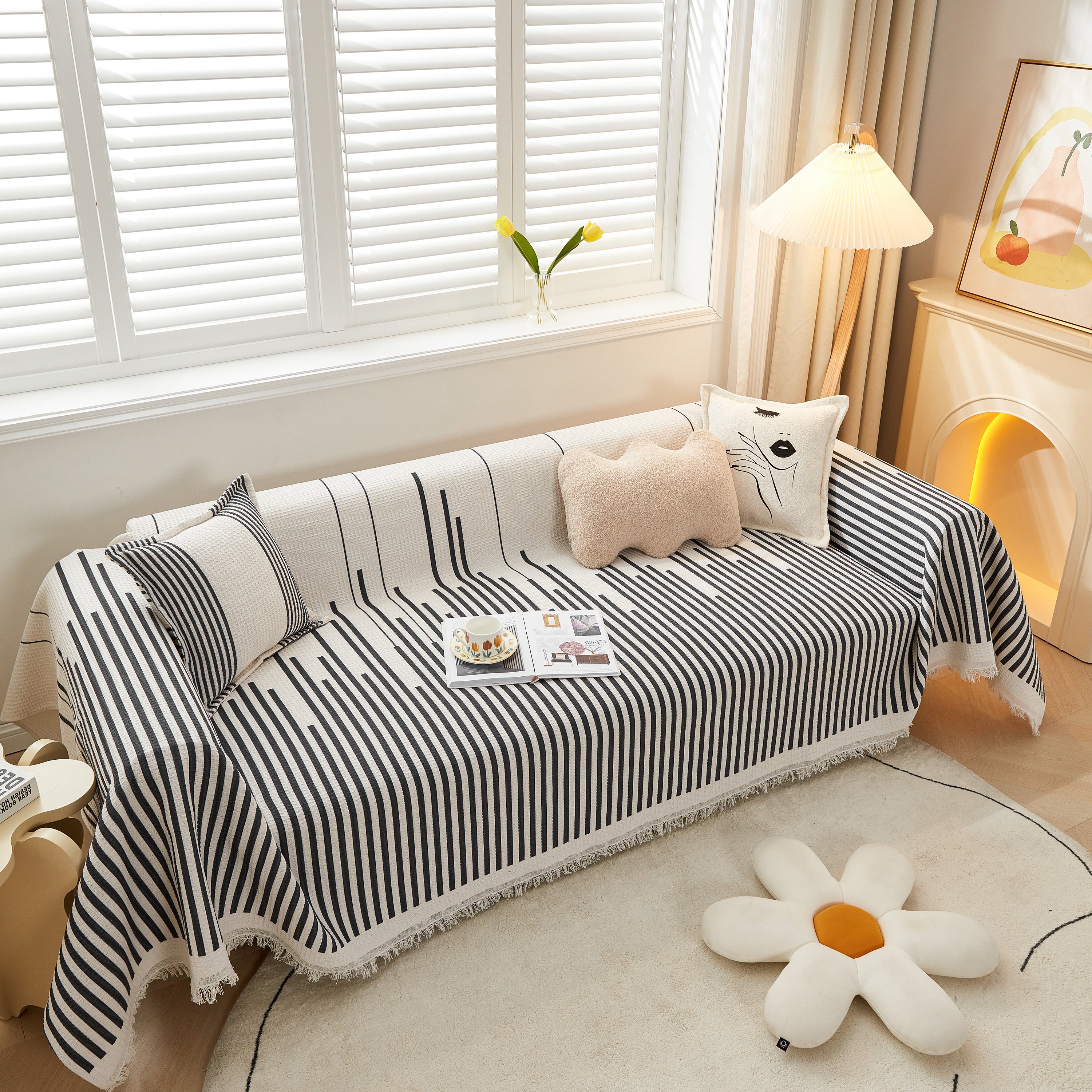 Couch Cover For Most Shape Sofas, Waffle Lattice Sofa Cover Throw, Washable Furniture Covers For Pets