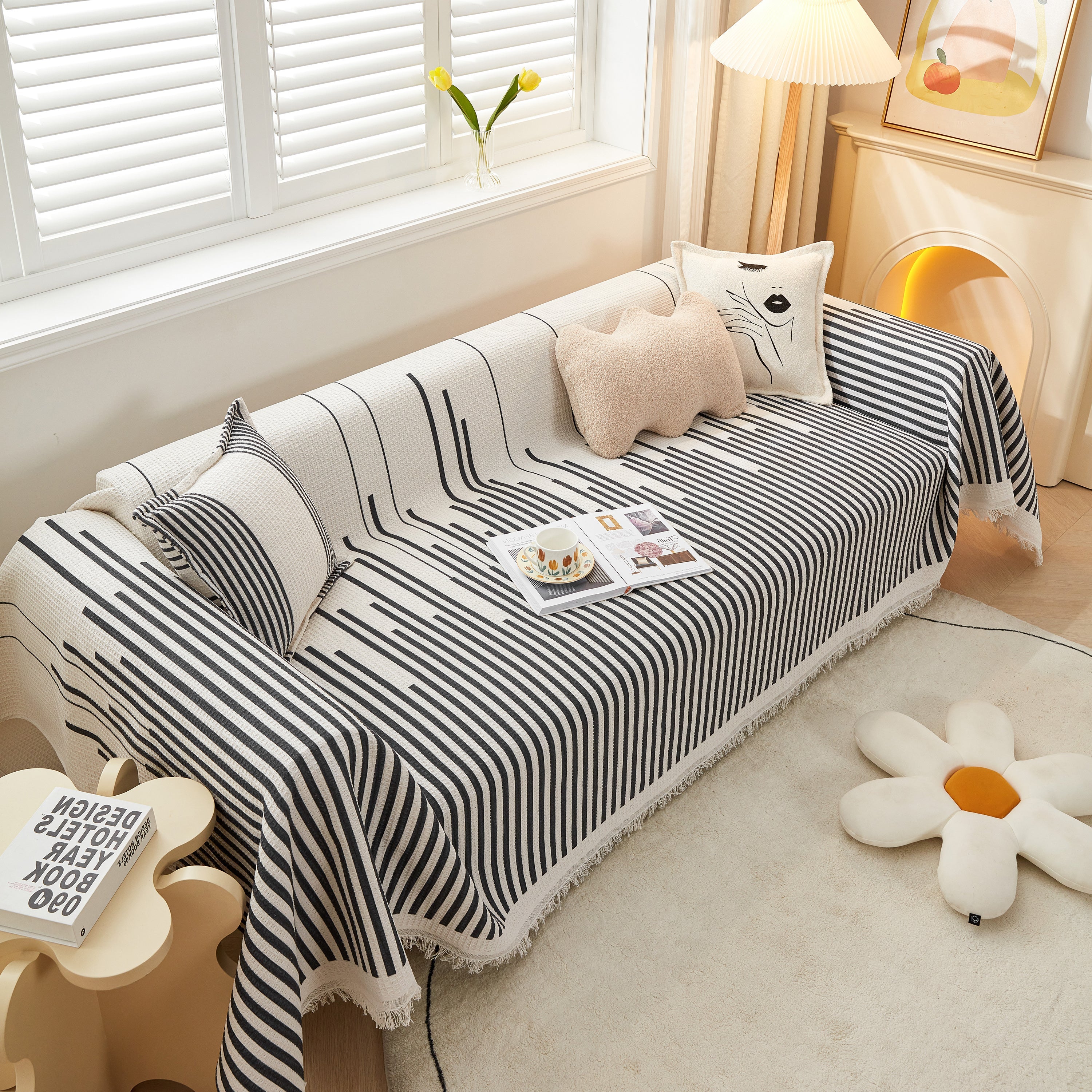 Couch Cover For Most Shape Sofas, Waffle Lattice Sofa Cover Throw, Washable Furniture Covers For Pets