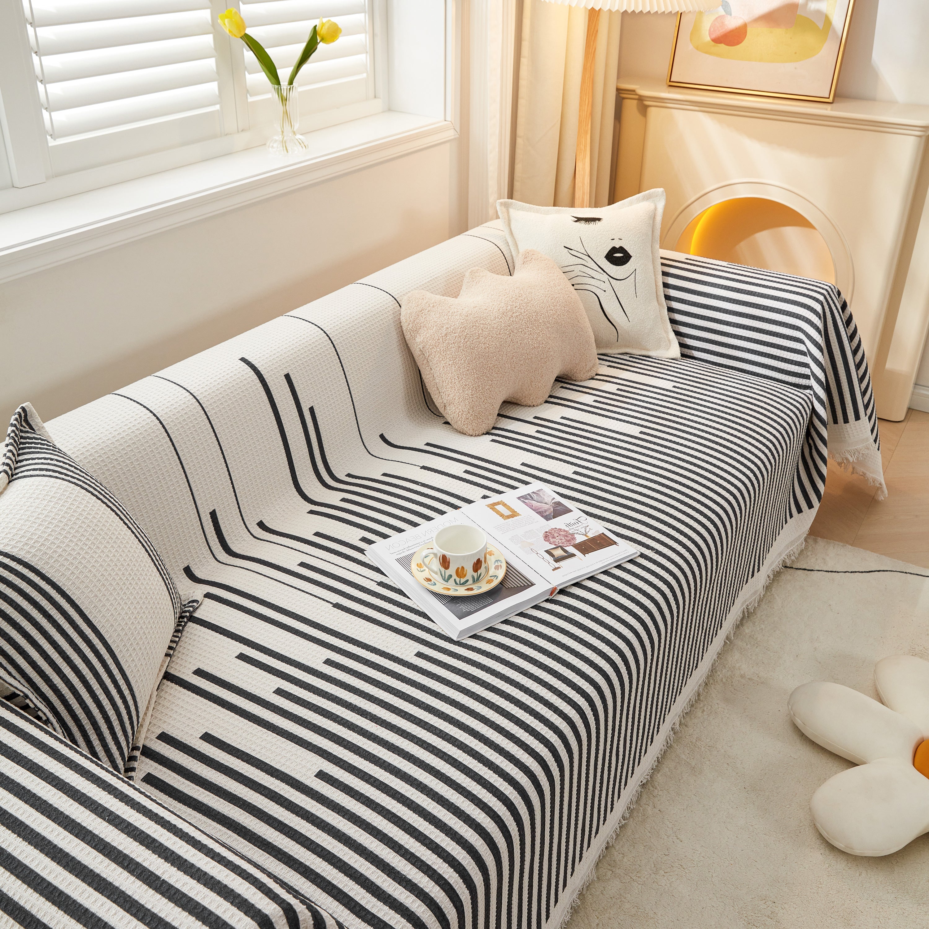 Couch Cover For Most Shape Sofas, Waffle Lattice Sofa Cover Throw, Washable Furniture Covers For Pets