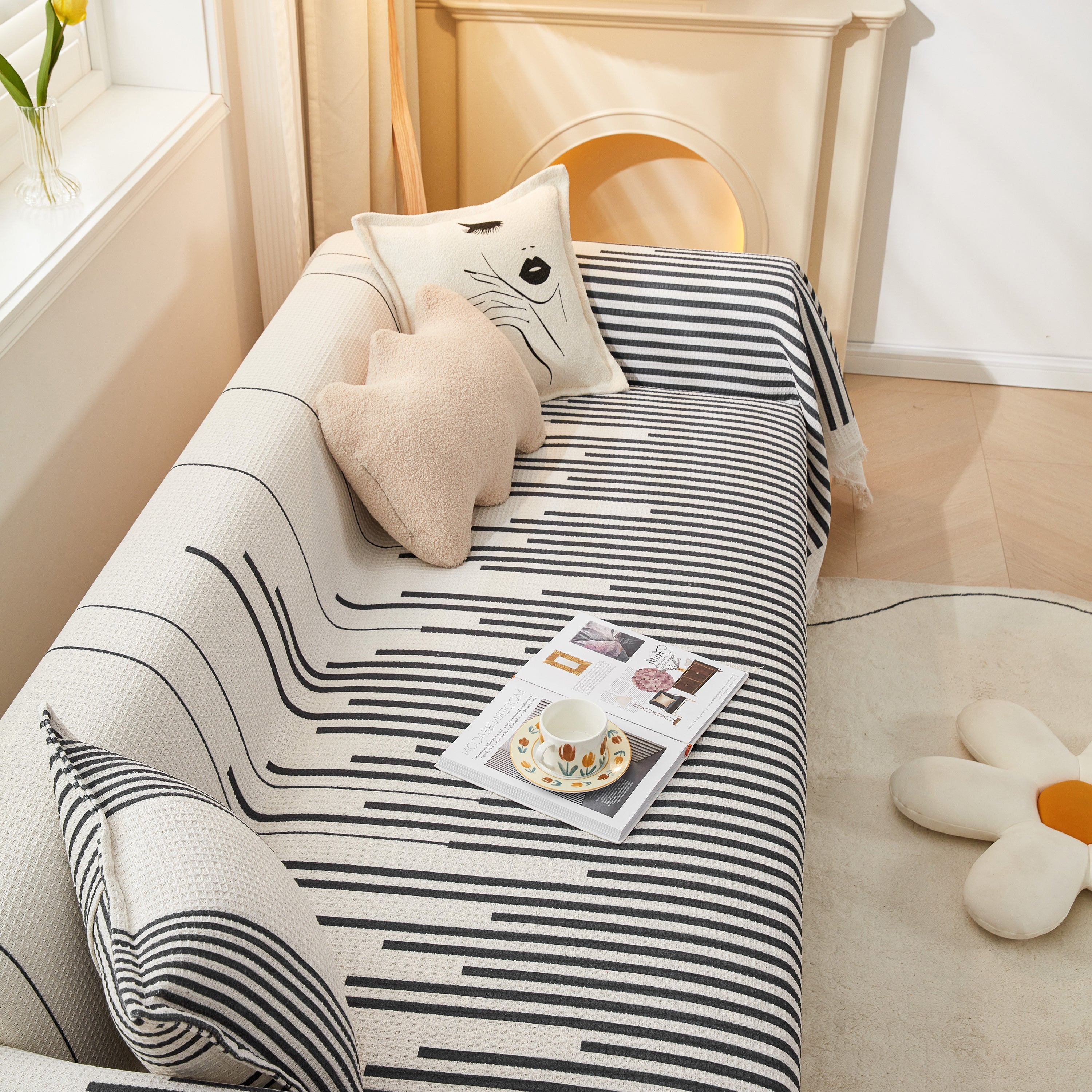 Couch Cover For Most Shape Sofas, Waffle Lattice Sofa Cover Throw, Washable Furniture Covers For Pets