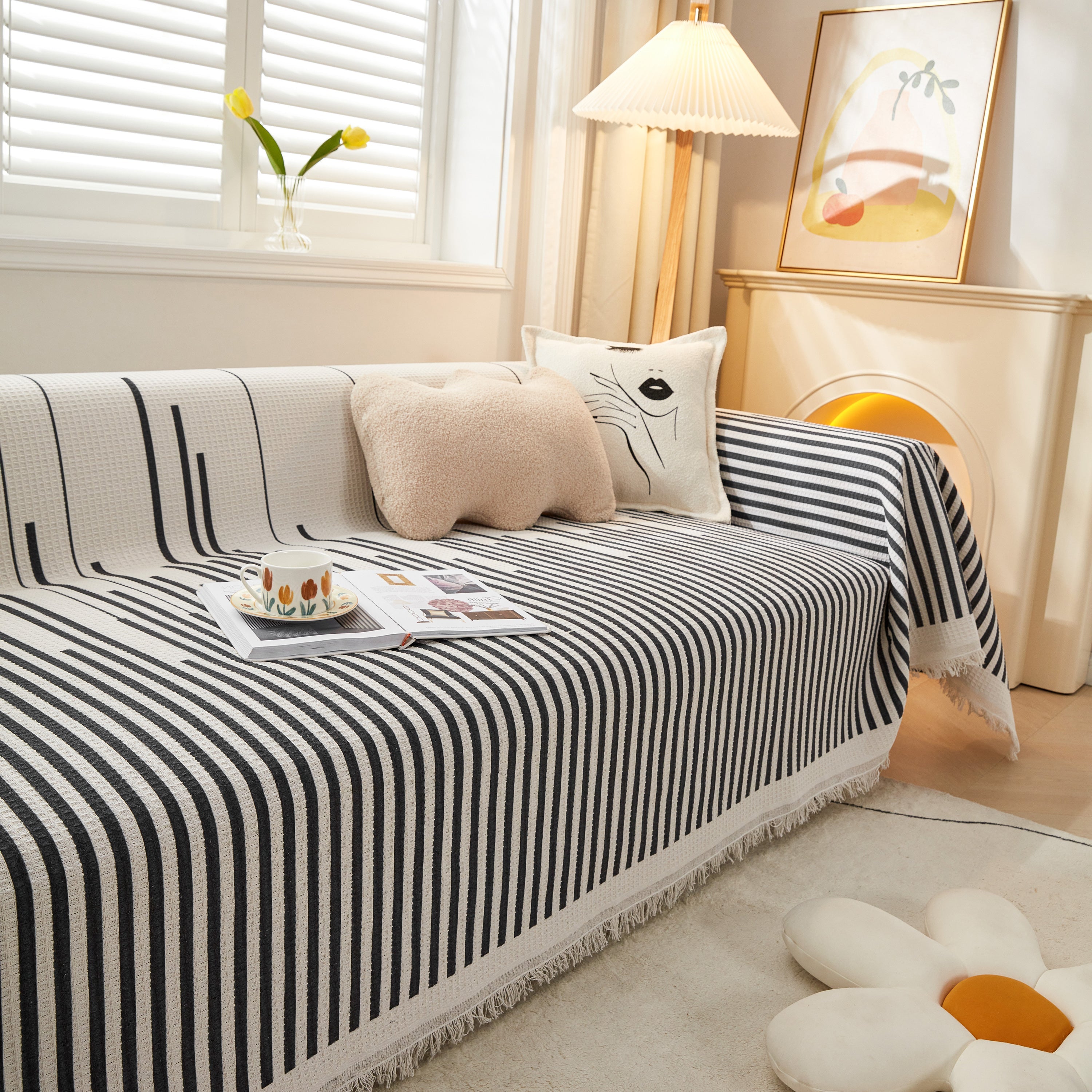 Couch Cover For Most Shape Sofas, Waffle Lattice Sofa Cover Throw, Washable Furniture Covers For Pets