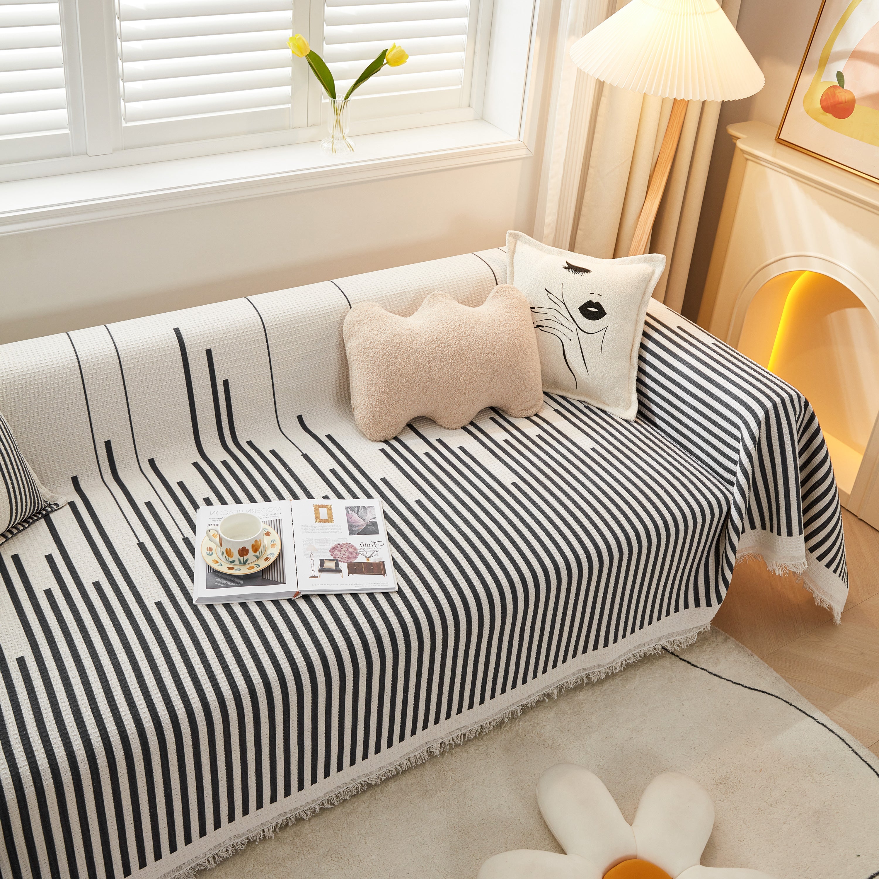 Couch Cover For Most Shape Sofas, Waffle Lattice Sofa Cover Throw, Washable Furniture Covers For Pets