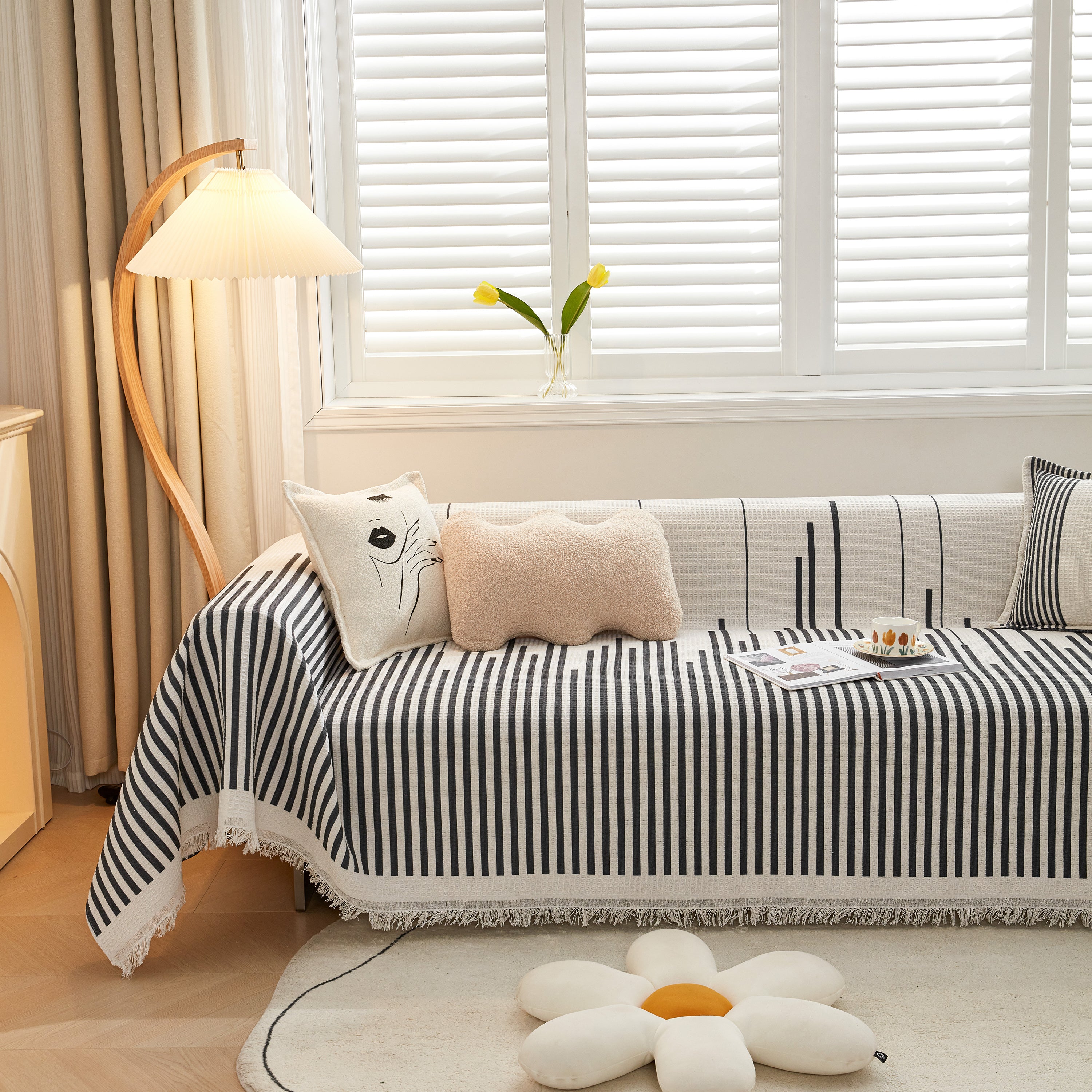 Couch Cover For Most Shape Sofas, Waffle Lattice Sofa Cover Throw, Washable Furniture Covers For Pets
