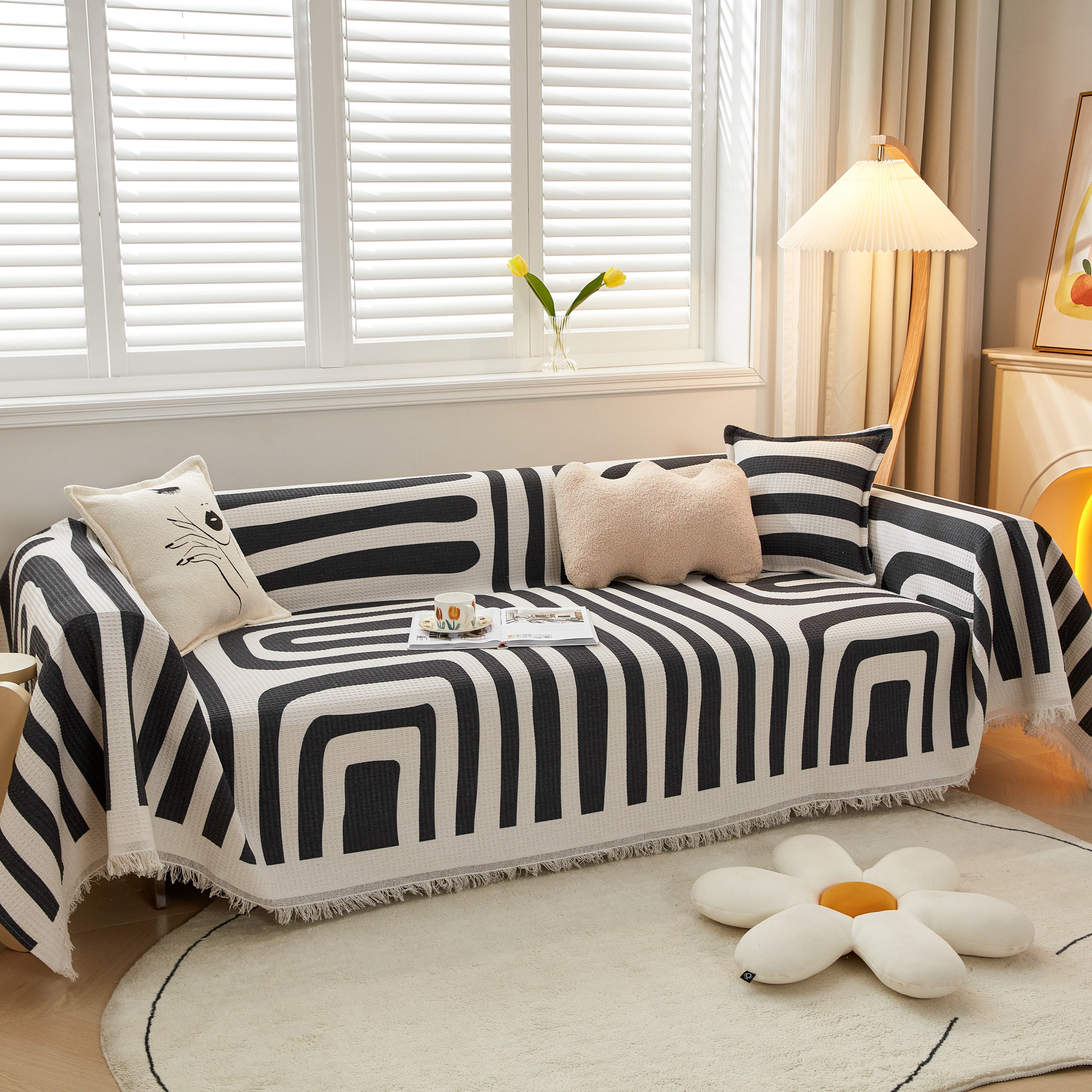Couch Cover For Most Shape Sofas, Waffle Lattice Sofa Cover Throw, Washable Furniture Covers For Pets