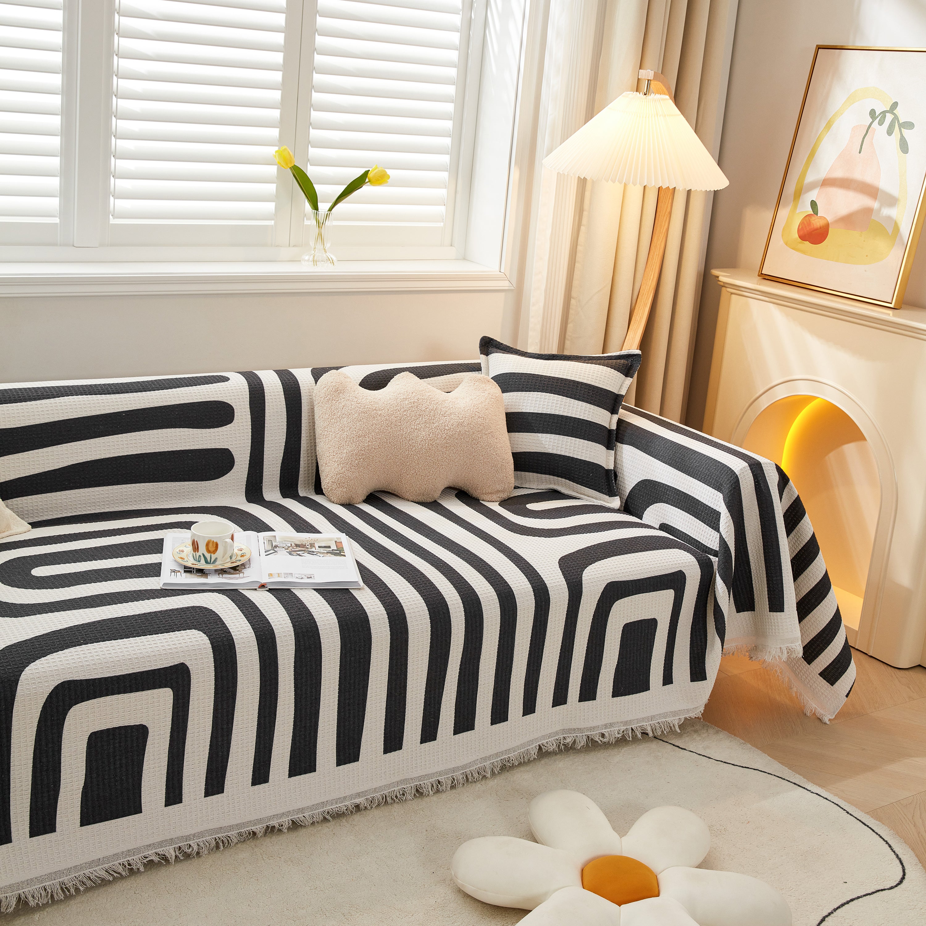 Couch Cover For Most Shape Sofas, Waffle Lattice Sofa Cover Throw, Washable Furniture Covers For Pets