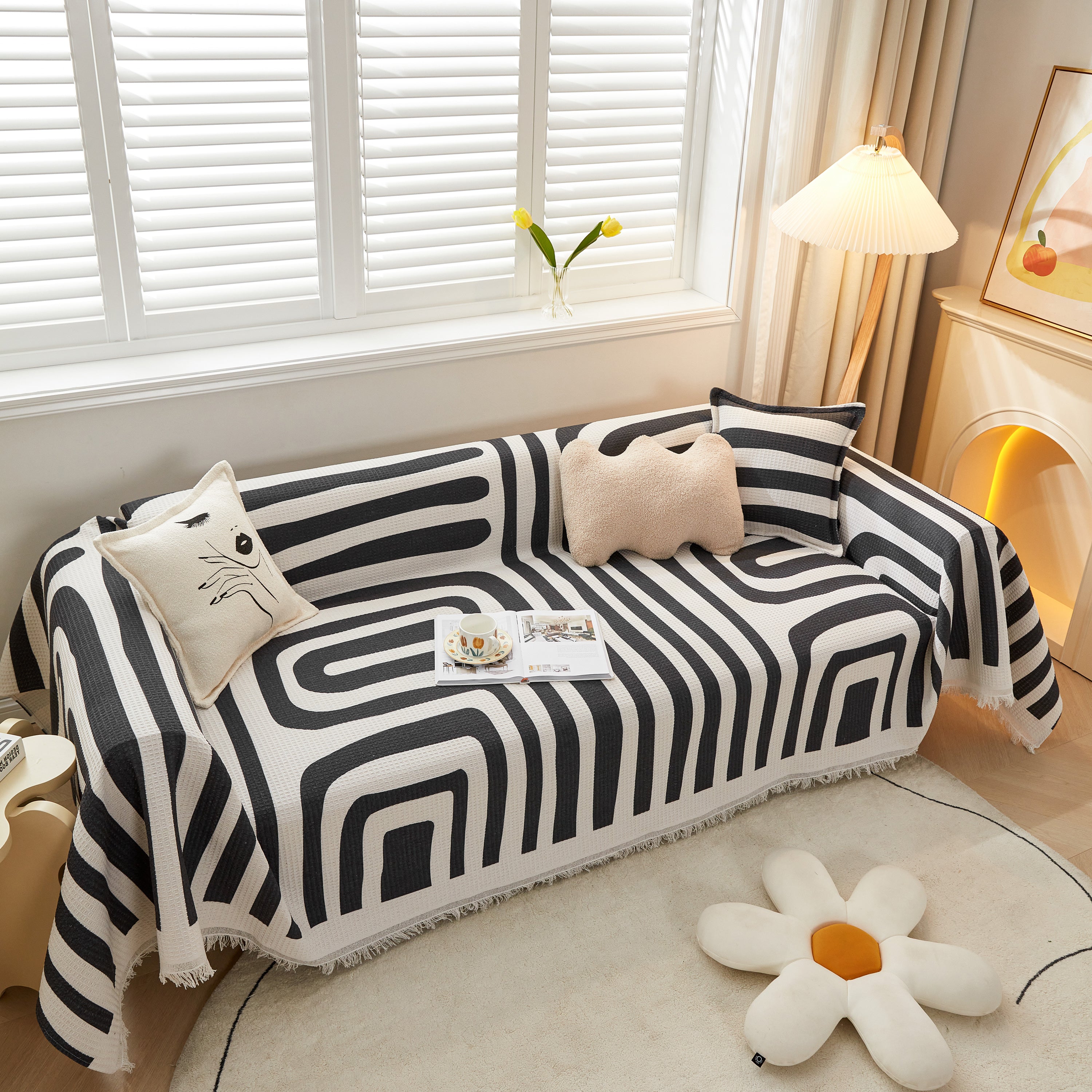 Couch Cover For Most Shape Sofas, Waffle Lattice Sofa Cover Throw, Washable Furniture Covers For Pets
