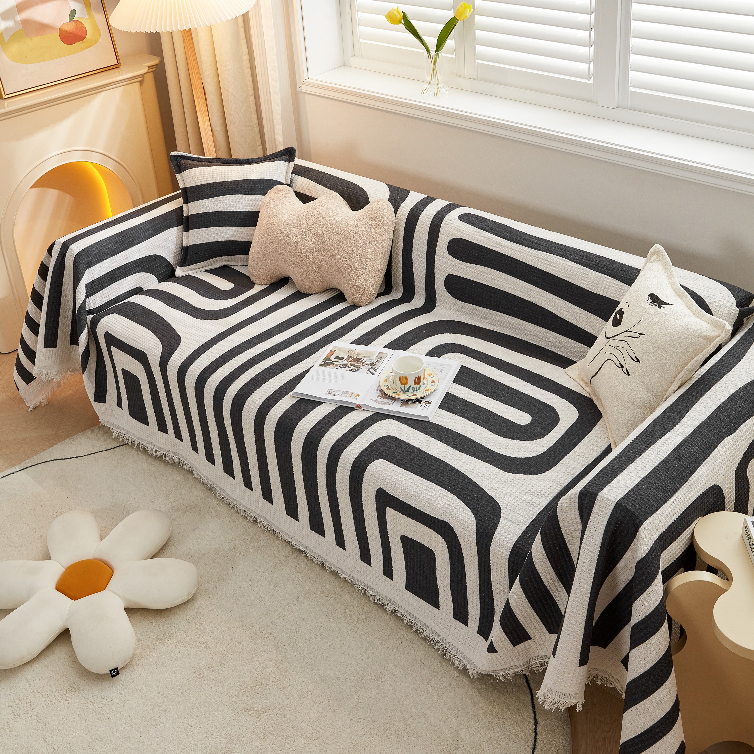 Couch Cover For Most Shape Sofas, Waffle Lattice Sofa Cover Throw, Washable Furniture Covers For Pets