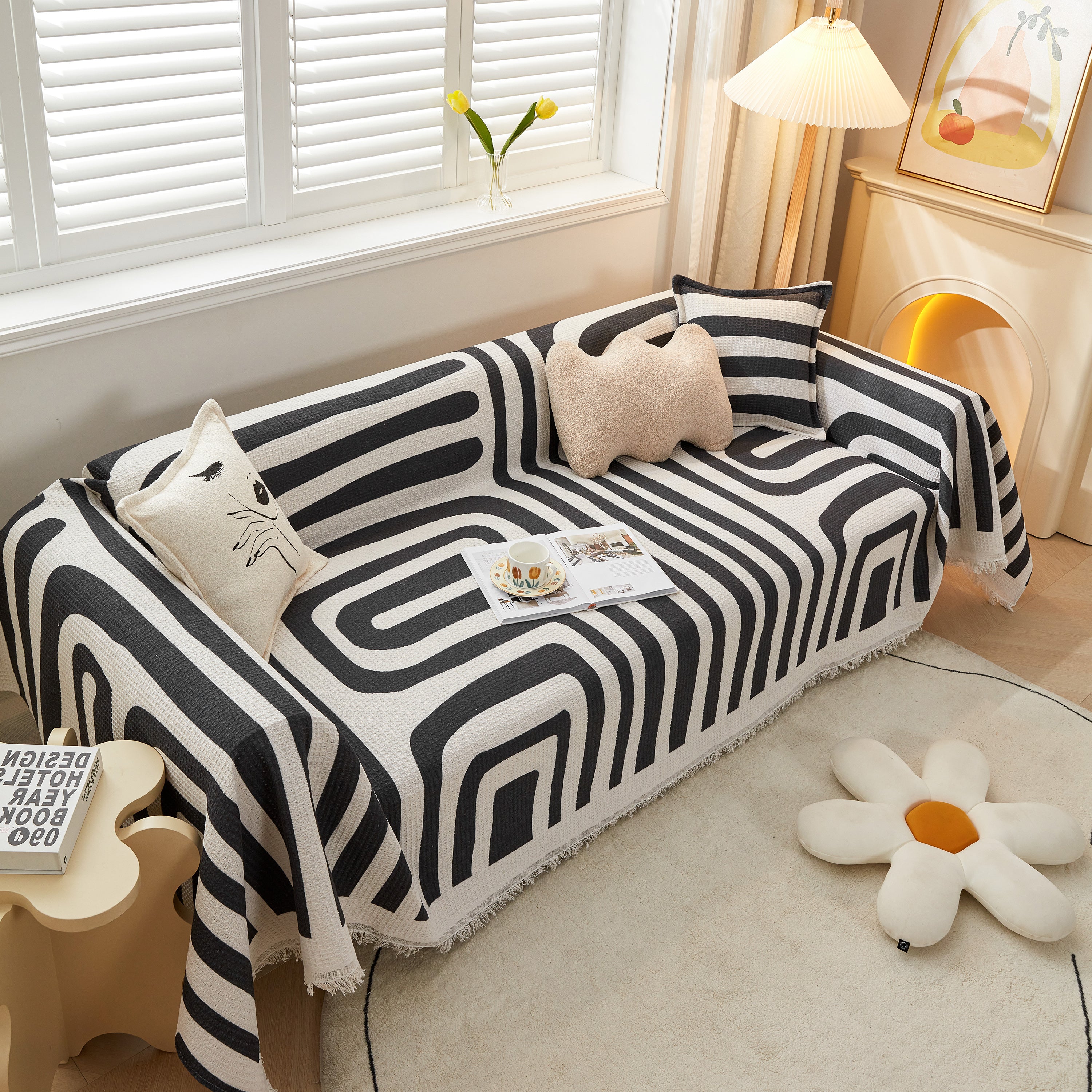 Couch Cover For Most Shape Sofas, Waffle Lattice Sofa Cover Throw, Washable Furniture Covers For Pets