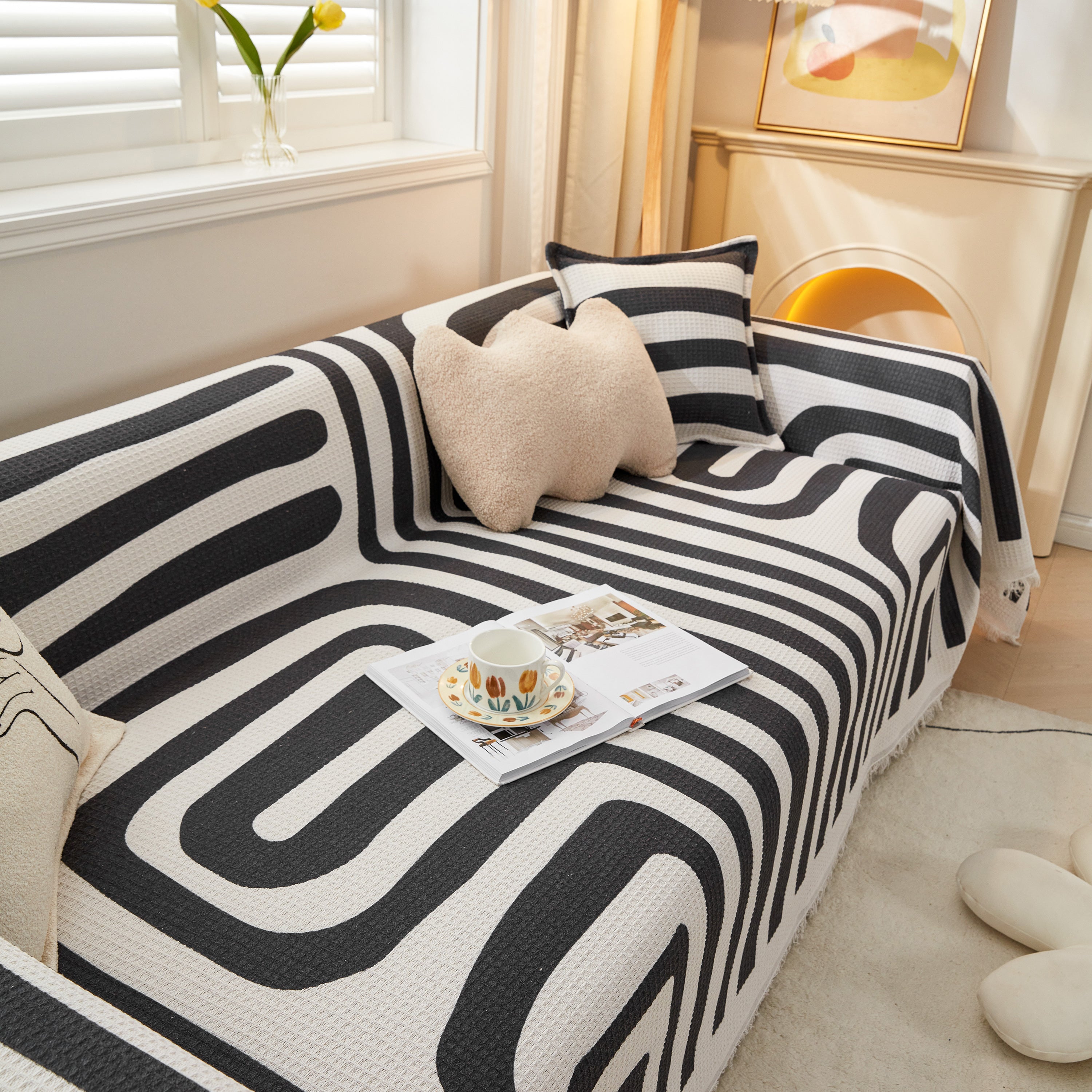Couch Cover For Most Shape Sofas, Waffle Lattice Sofa Cover Throw, Washable Furniture Covers For Pets