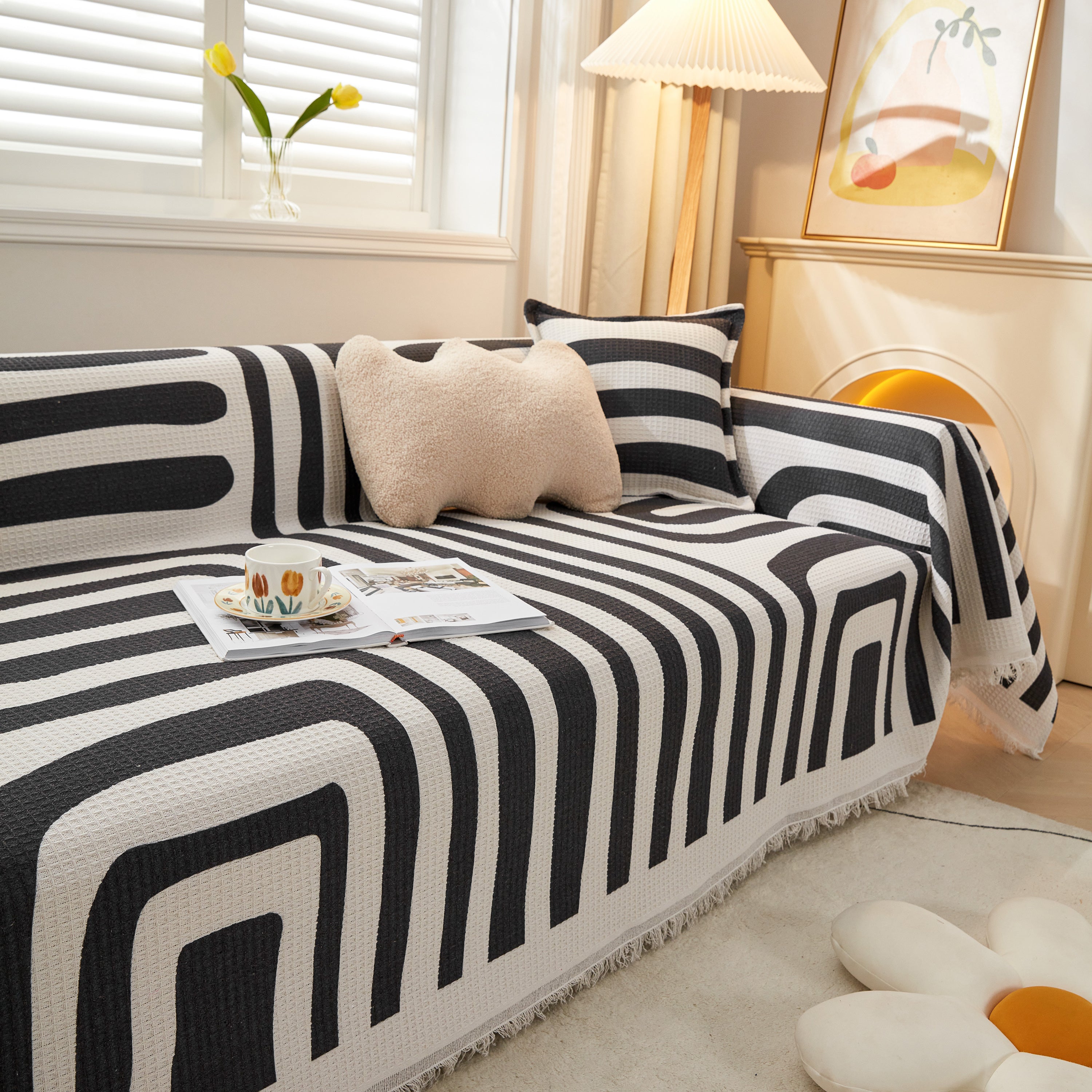 Couch Cover For Most Shape Sofas, Waffle Lattice Sofa Cover Throw, Washable Furniture Covers For Pets