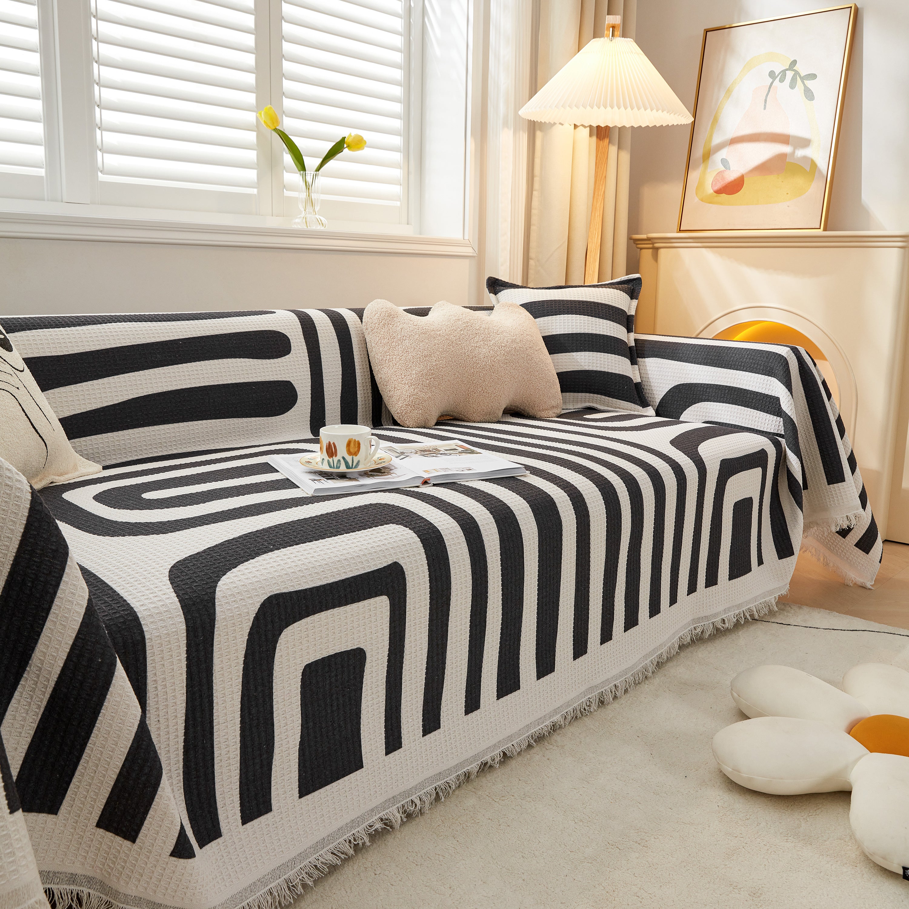 Couch Cover For Most Shape Sofas, Waffle Lattice Sofa Cover Throw, Washable Furniture Covers For Pets