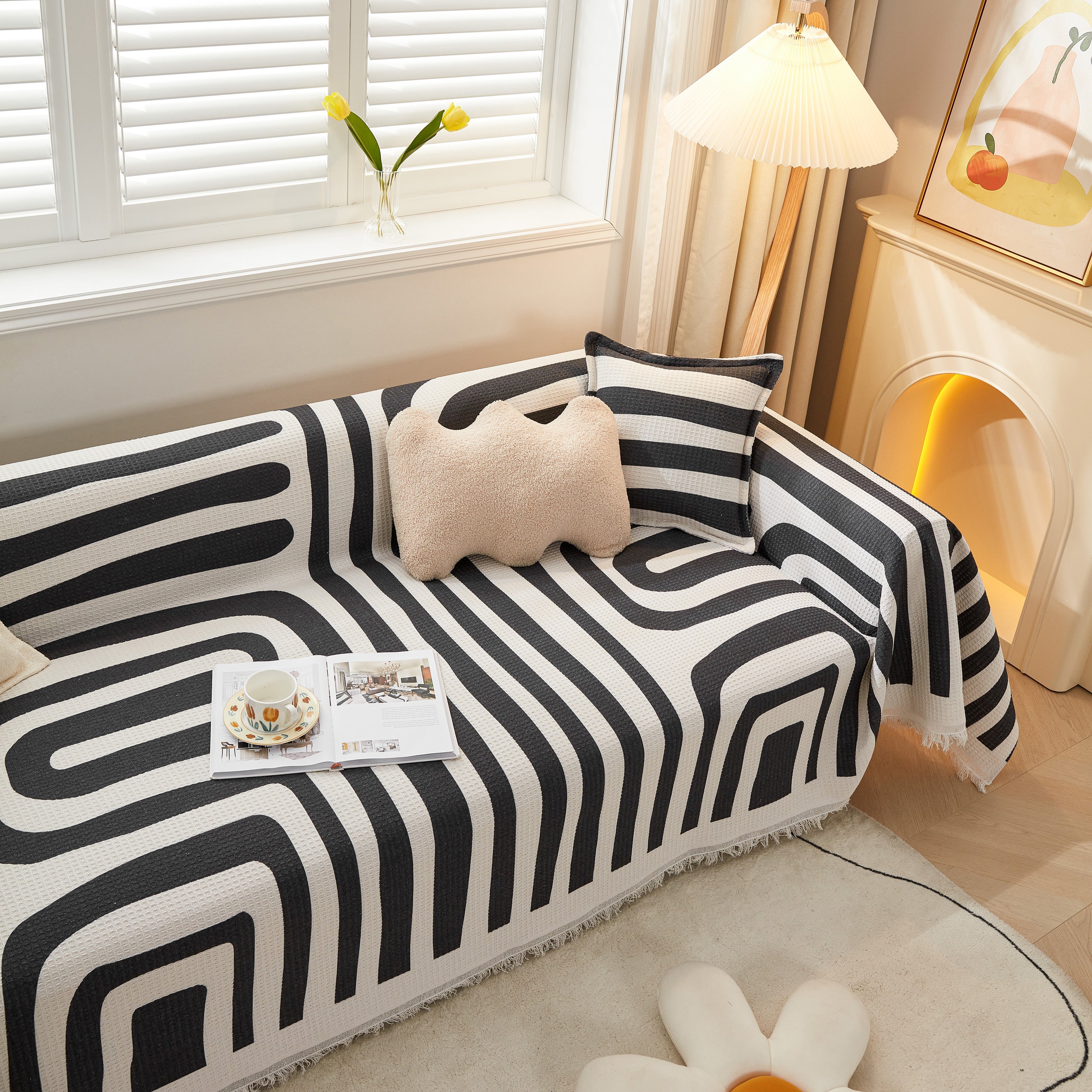 Couch Cover For Most Shape Sofas, Waffle Lattice Sofa Cover Throw, Washable Furniture Covers For Pets