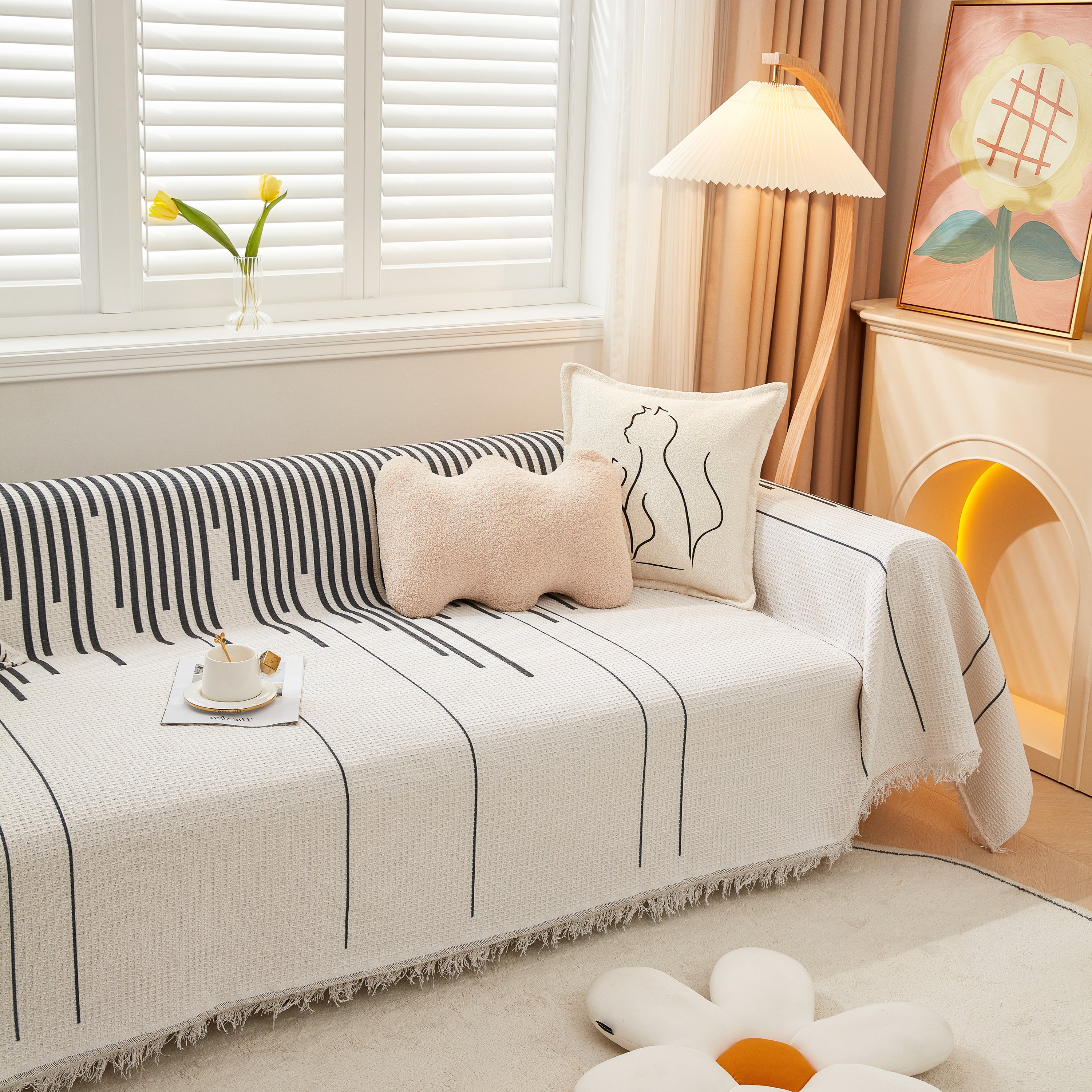 Furniture Covers For Pets, Waffle Lattice Fabric Sofa Throw, Couch Cover Blanket Throw