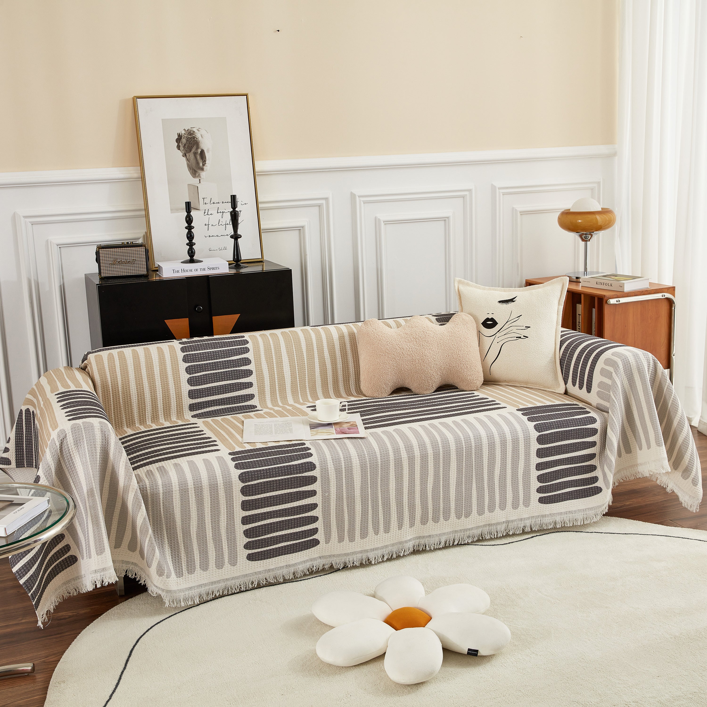 Cotton Sofa Blanket Cover, Throw Blanket Couch Protector, Extra Large Blanket To Cover Couch