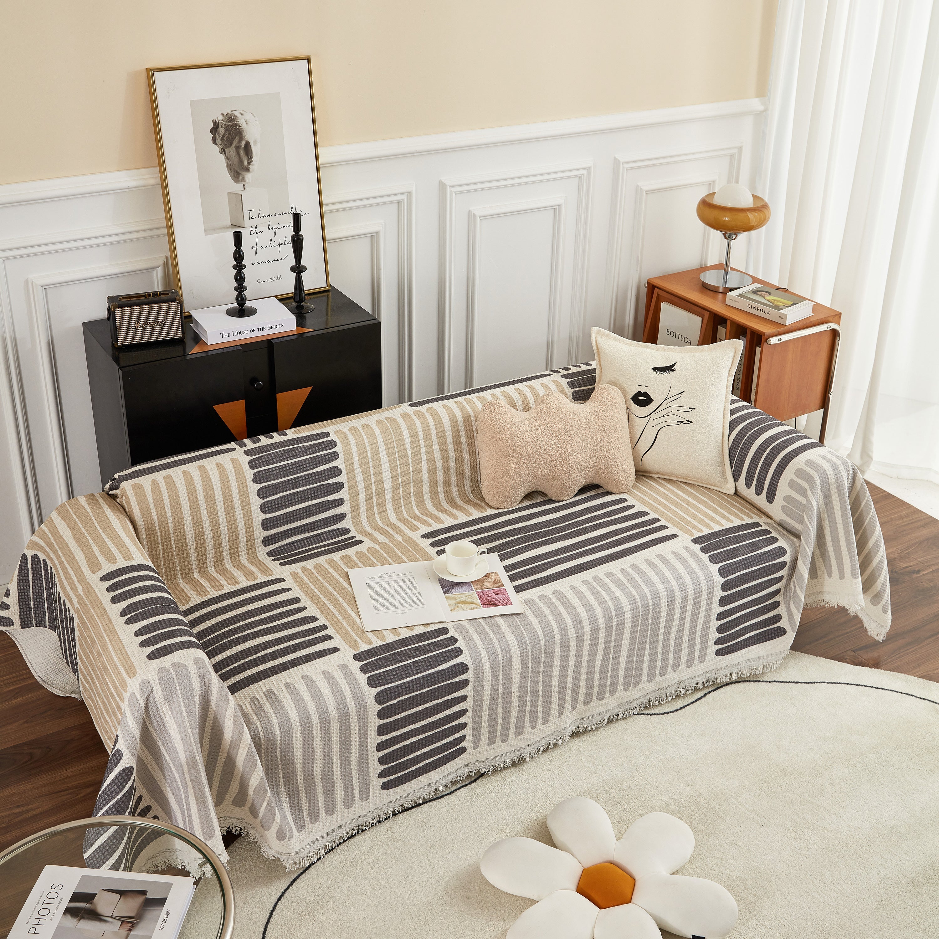 Cotton Sofa Blanket Cover, Throw Blanket Couch Protector, Extra Large Blanket To Cover Couch