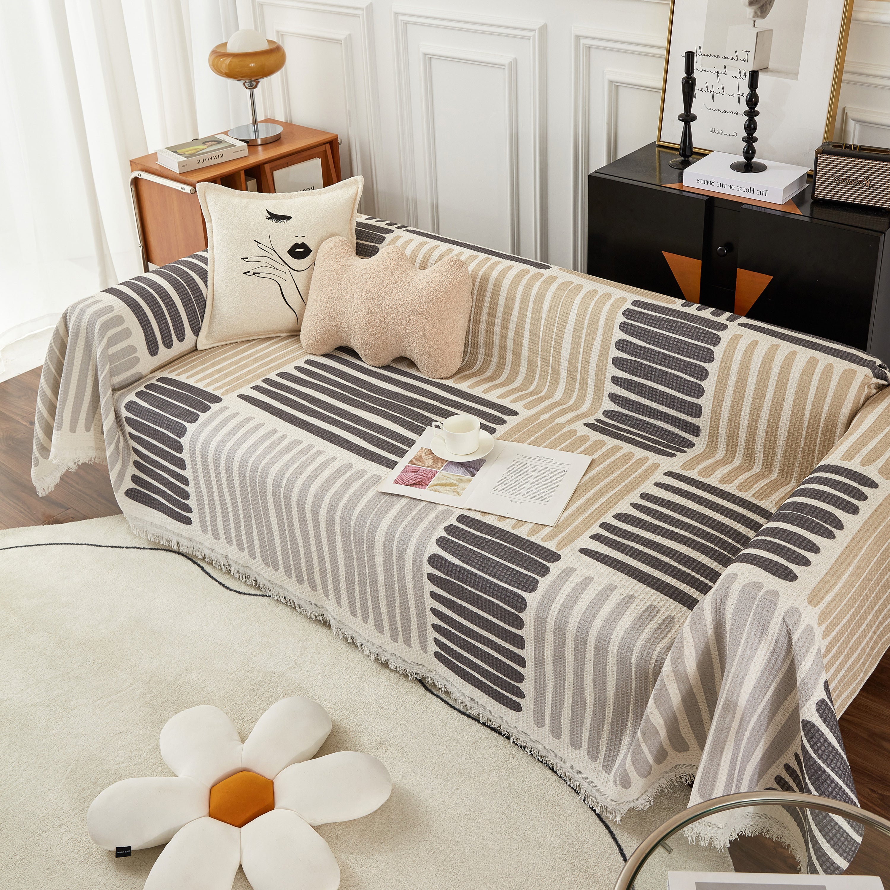 Cotton Sofa Blanket Cover, Throw Blanket Couch Protector, Extra Large Blanket To Cover Couch