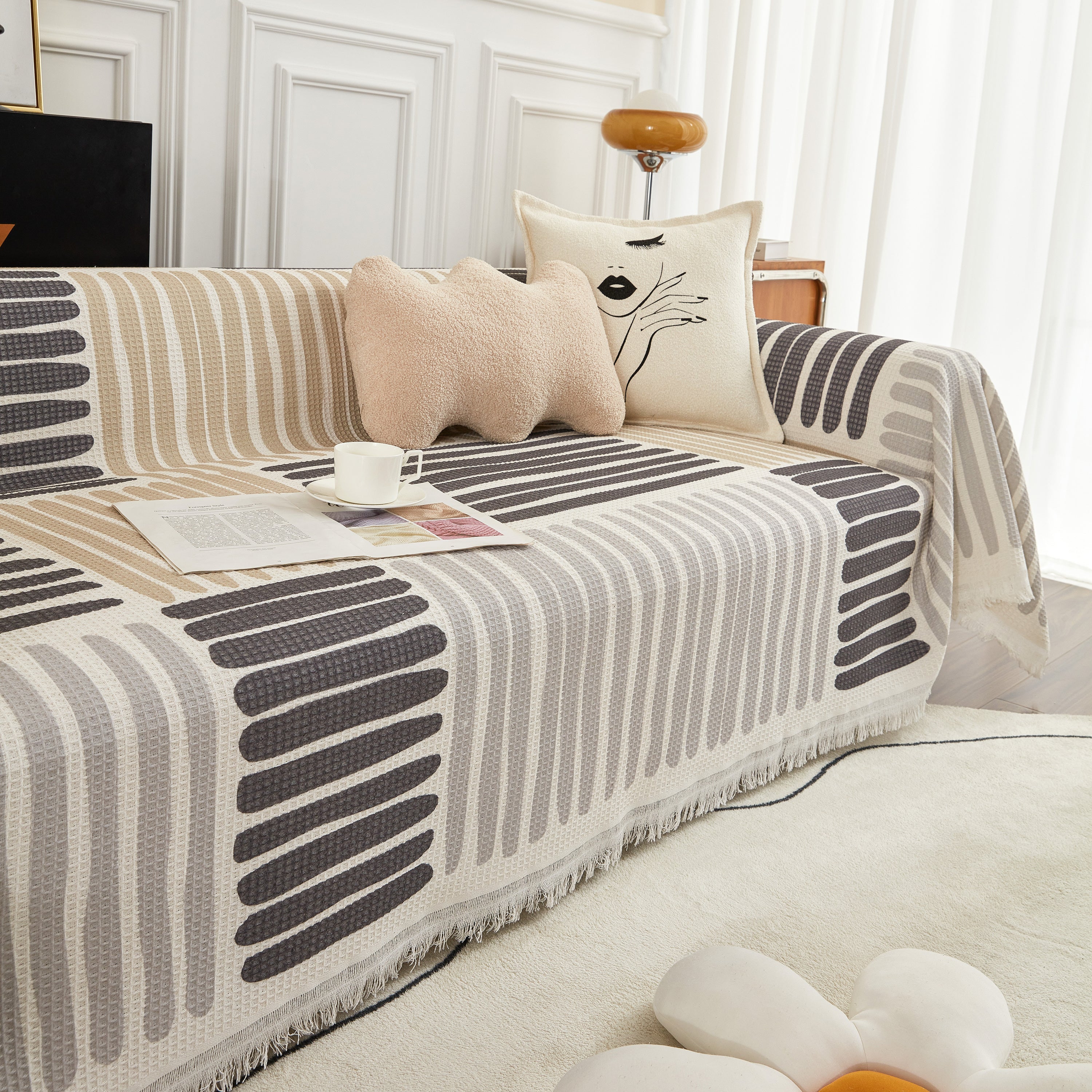 Cotton Sofa Blanket Cover, Throw Blanket Couch Protector, Extra Large Blanket To Cover Couch