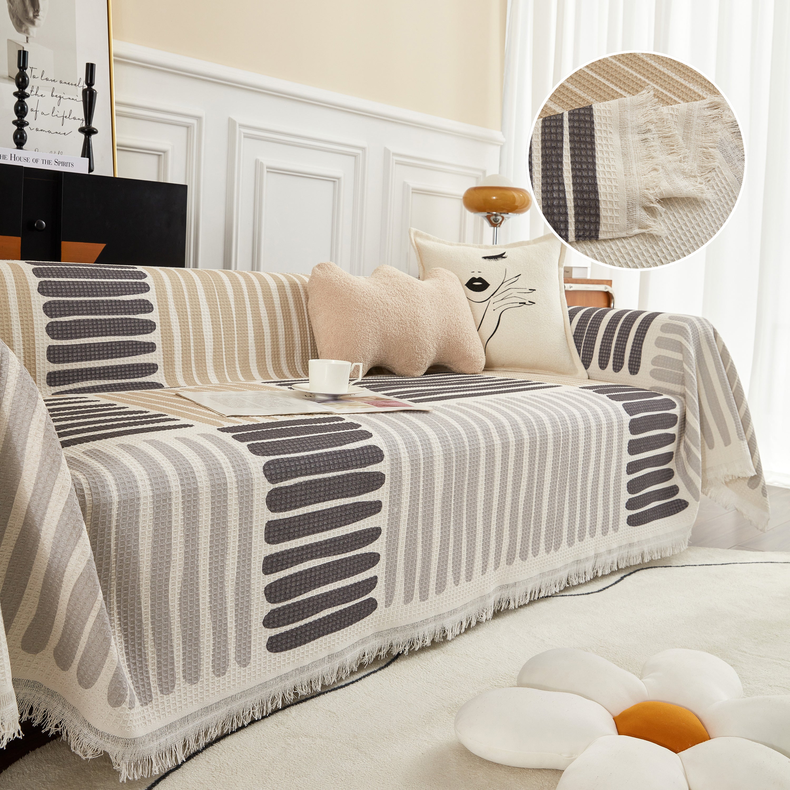 Cotton Sofa Blanket Cover, Throw Blanket Couch Protector, Extra Large Blanket To Cover Couch