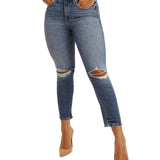 Good American Women's Black High Rise Destroyed Stovepipe Jeans Size M