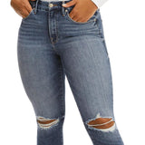 Good American Women's Black High Rise Destroyed Stovepipe Jeans Size M