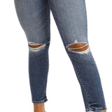 Good American Women's Black High Rise Destroyed Stovepipe Jeans Size M