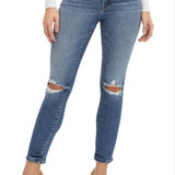 Good American Women's Black High Rise Destroyed Stovepipe Jeans Size M