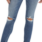 Good American Women's Black High Rise Destroyed Stovepipe Jeans Size M