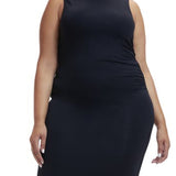 Good American Black Body-Con Midi Dress, Sleeveless Turtleneck, Size 3